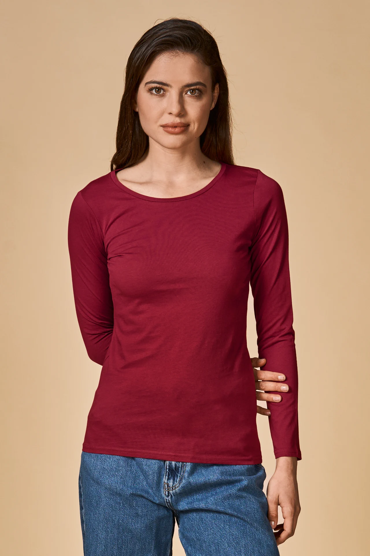 promodoro-1565-womens-roundneck-t-shirt-long-sleeve-berry-model-0 Promodoro X.O Women´s Roundneck T-Shirt Long Sleeve