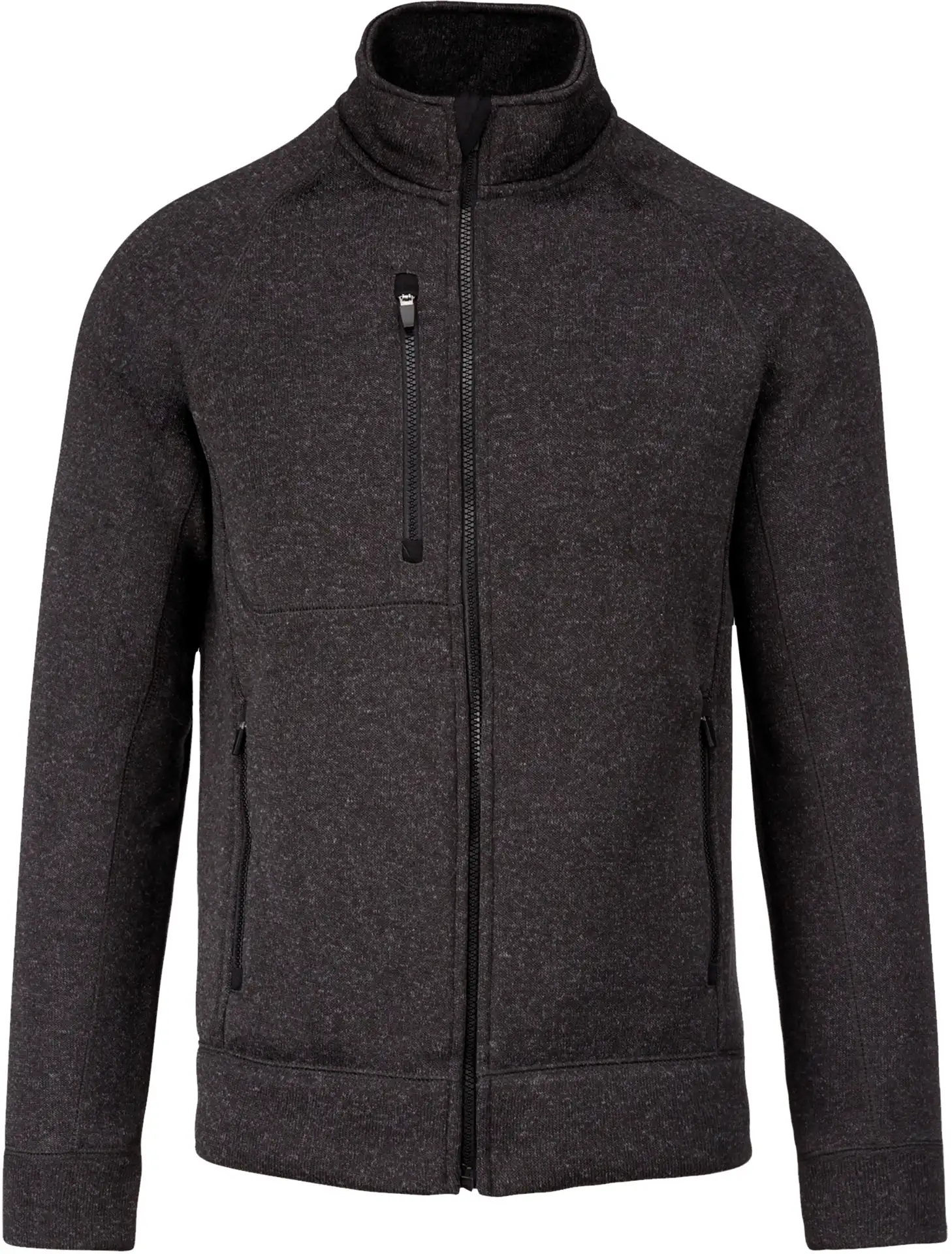kariban-K9106-herren-melange-strickfleece-jacke-darkgreymelange-front-3 Kariban Herren Melange Strickfleece Jacke