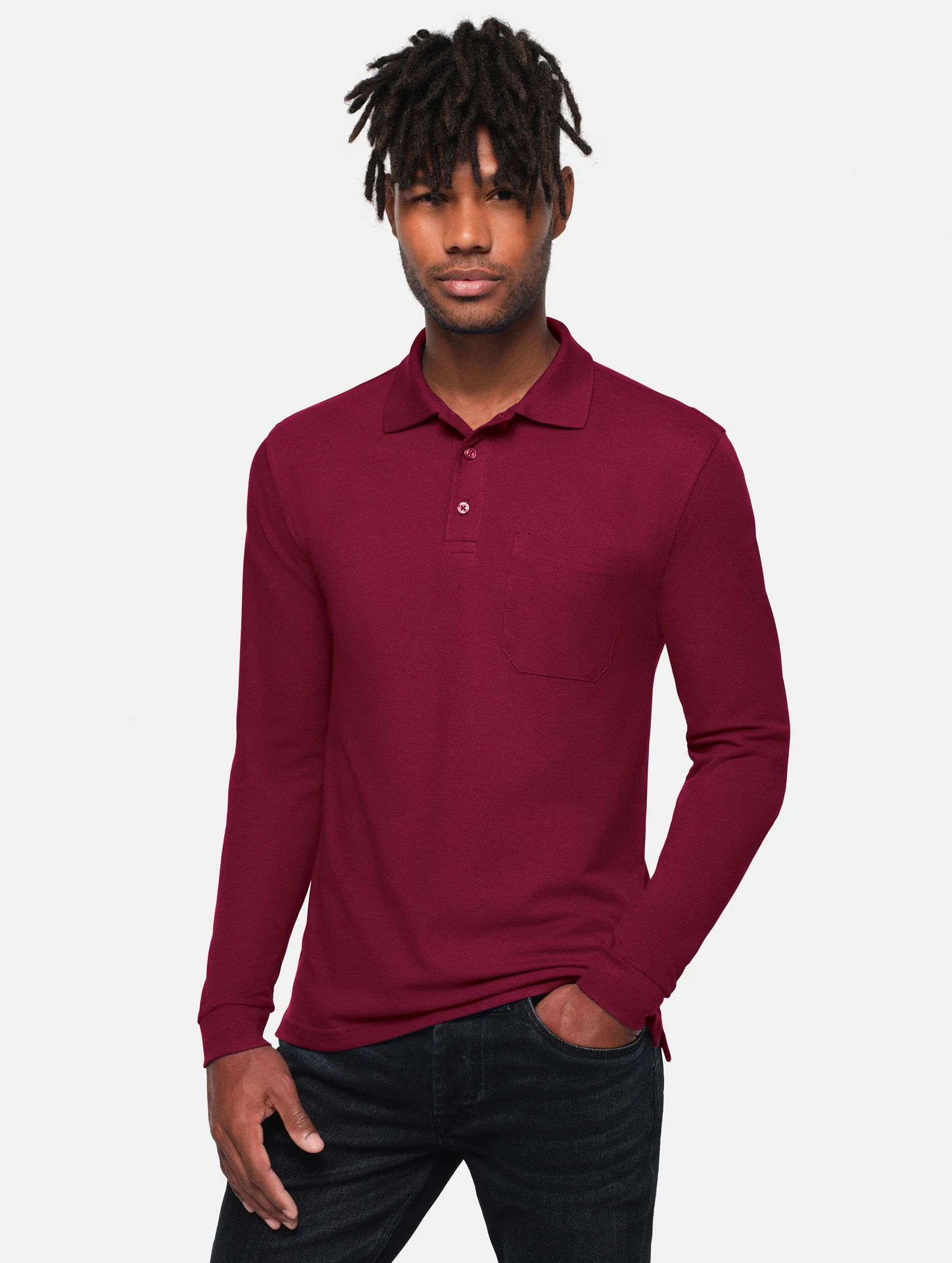 hakro-817-pocket-longsleeve-polo-mikralinar-eco-weinrot-model-0 HAKRO Pocket-Longsleeve-Polo 817 MIKRALINAR® ECO
