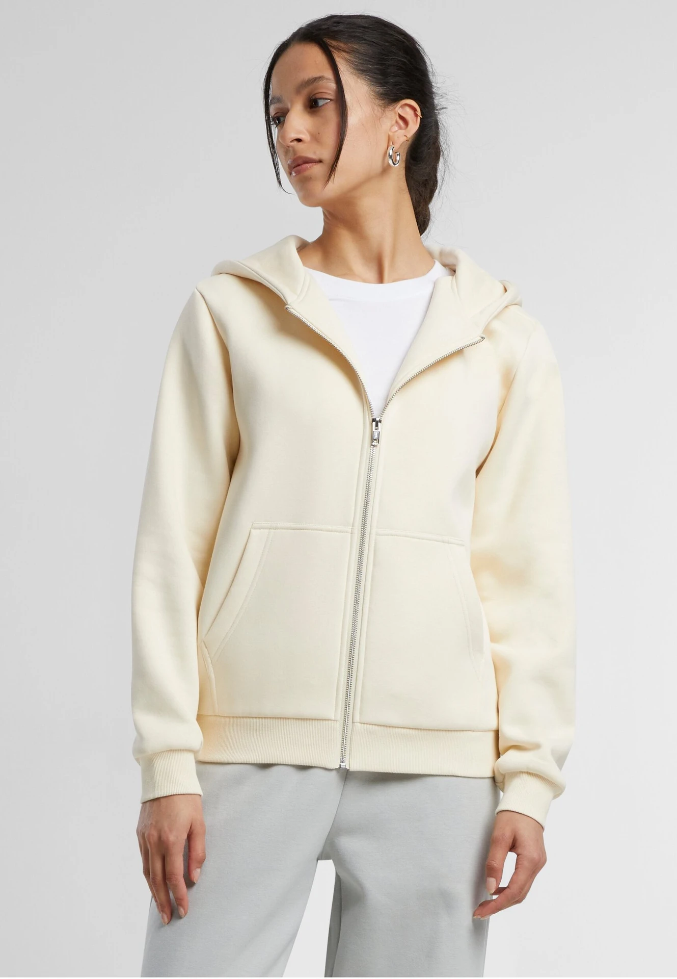 Build Your Brand Ladies Fluffy Zip Hoody