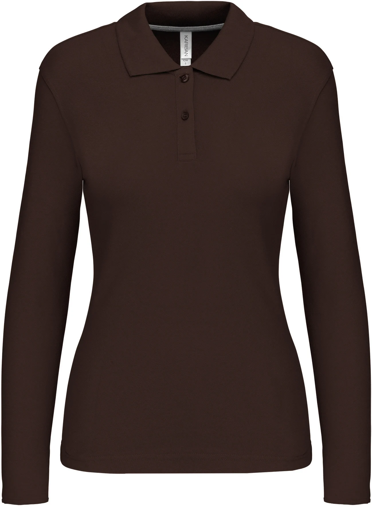 kariban-K244-damen-pique-polo-langarm-chocolate-front-3 Kariban Damen Piqué Polo langarm