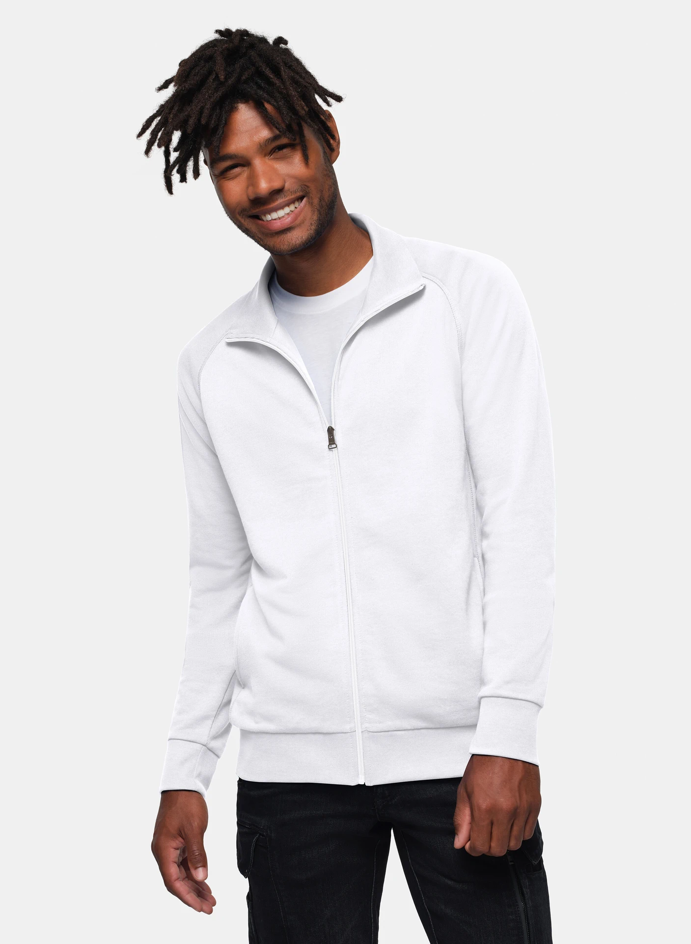 hakro-606-sweatjacke-premium-weiss-model-0 HAKRO Sweatjacke 606 College