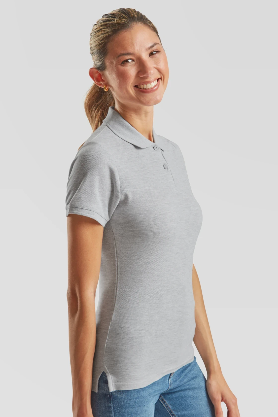 fruit-of-the-loom-63-030-0-ladies-premium-poloshirt-athleticheather-model-1 F.O.L. Lady-Fit Premium Polo