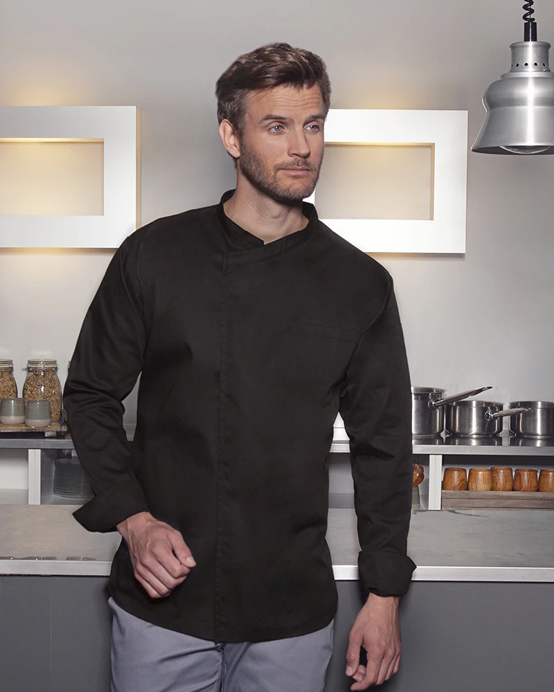 karlowsky-bjm4-langarm-ueberwurf-kochhemd-basic-black-model-0 KARLOWSKY Überwurf-Kochhemd Basic