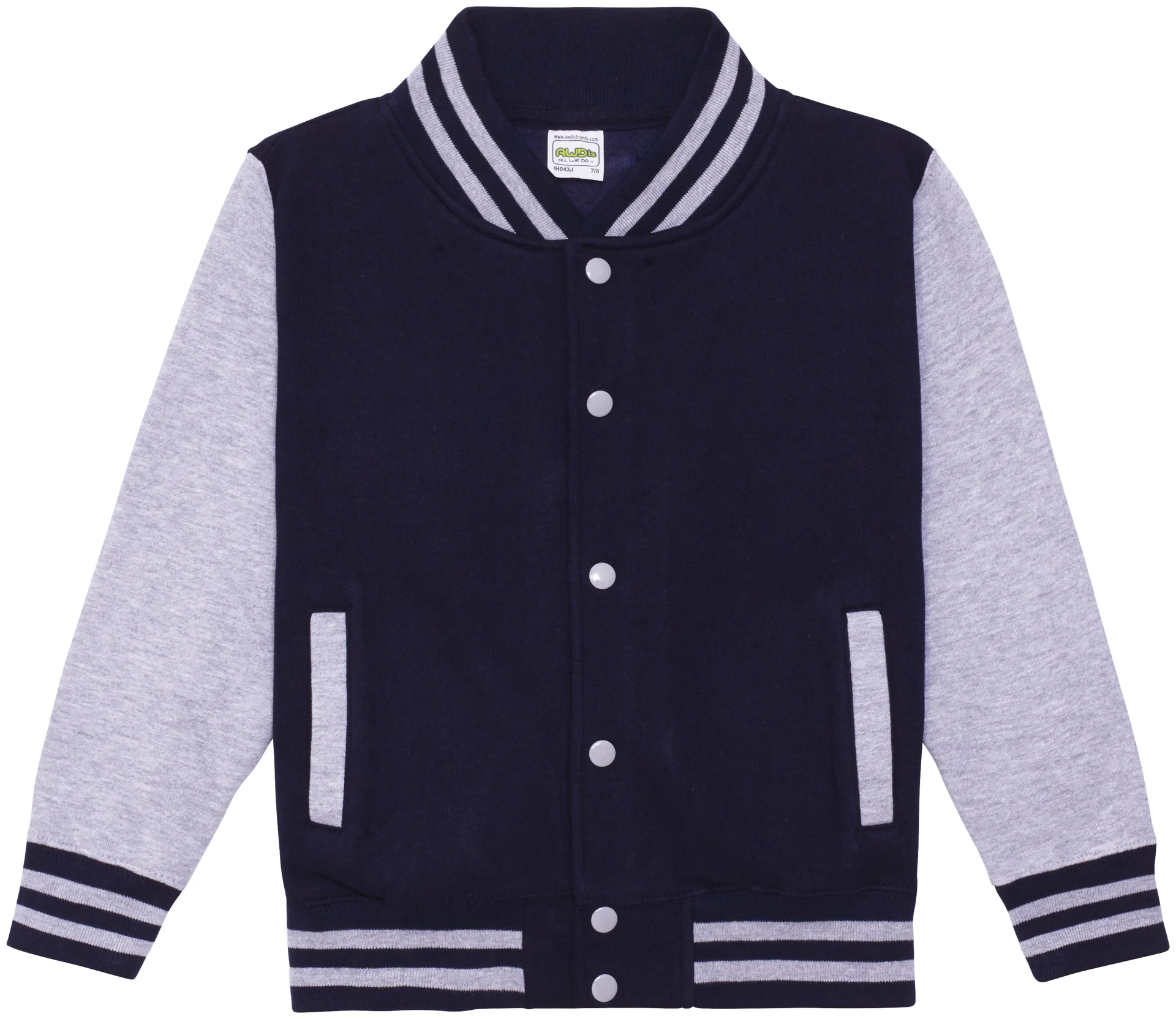 justhoods-jh043j-kids-varsity-jacket-oxfordnavy-heathergrey-front-1 Just Hoods Kids Varsity Jacket