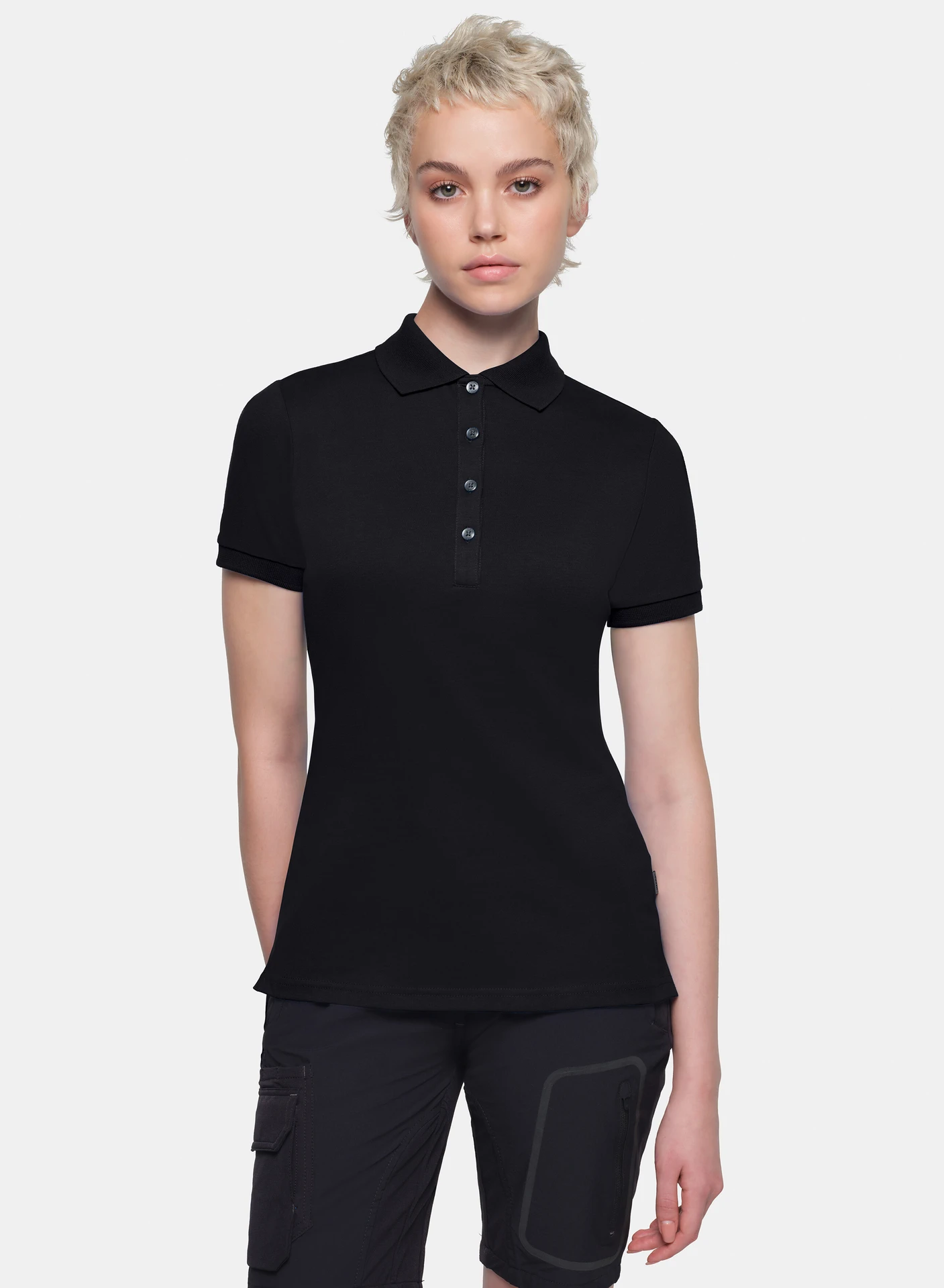 hakro-214-cotton-tec-damen-poloshirt-schwarz-model-0 HAKRO Women-Poloshirt 214 Cotton-Tec