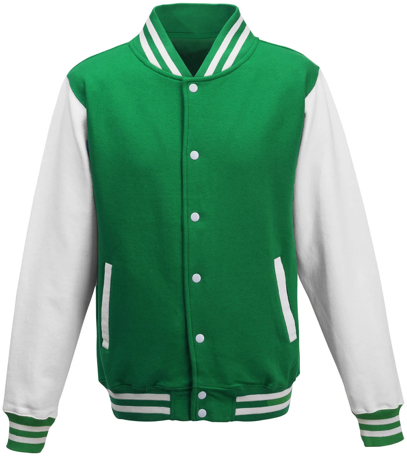 justhoods-jh043-varsity-jacket-kellygreen-white-front-1 Just Hoods Varsity Jacket