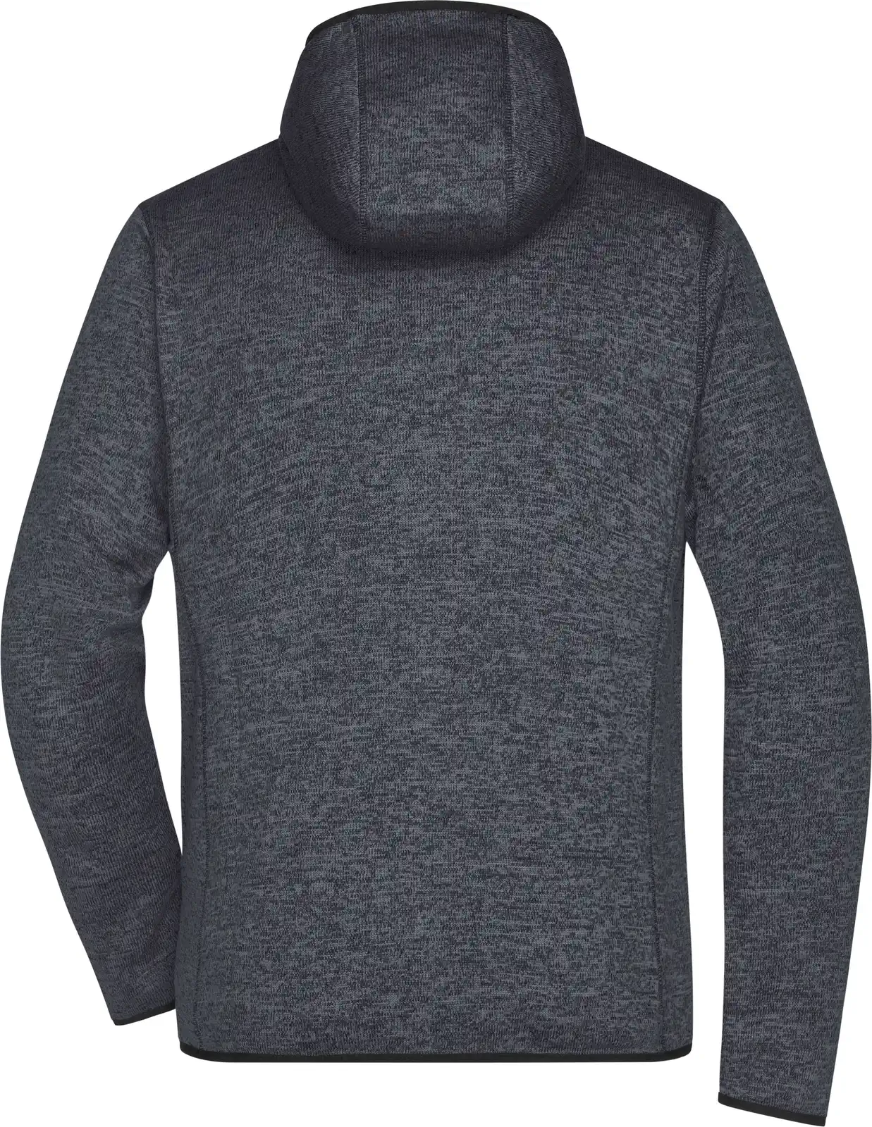 jn589-mens-knitted-fleece-hoody-darkmelange-black-back-5 James & Nicholson Men's Knitted Fleece Hoody