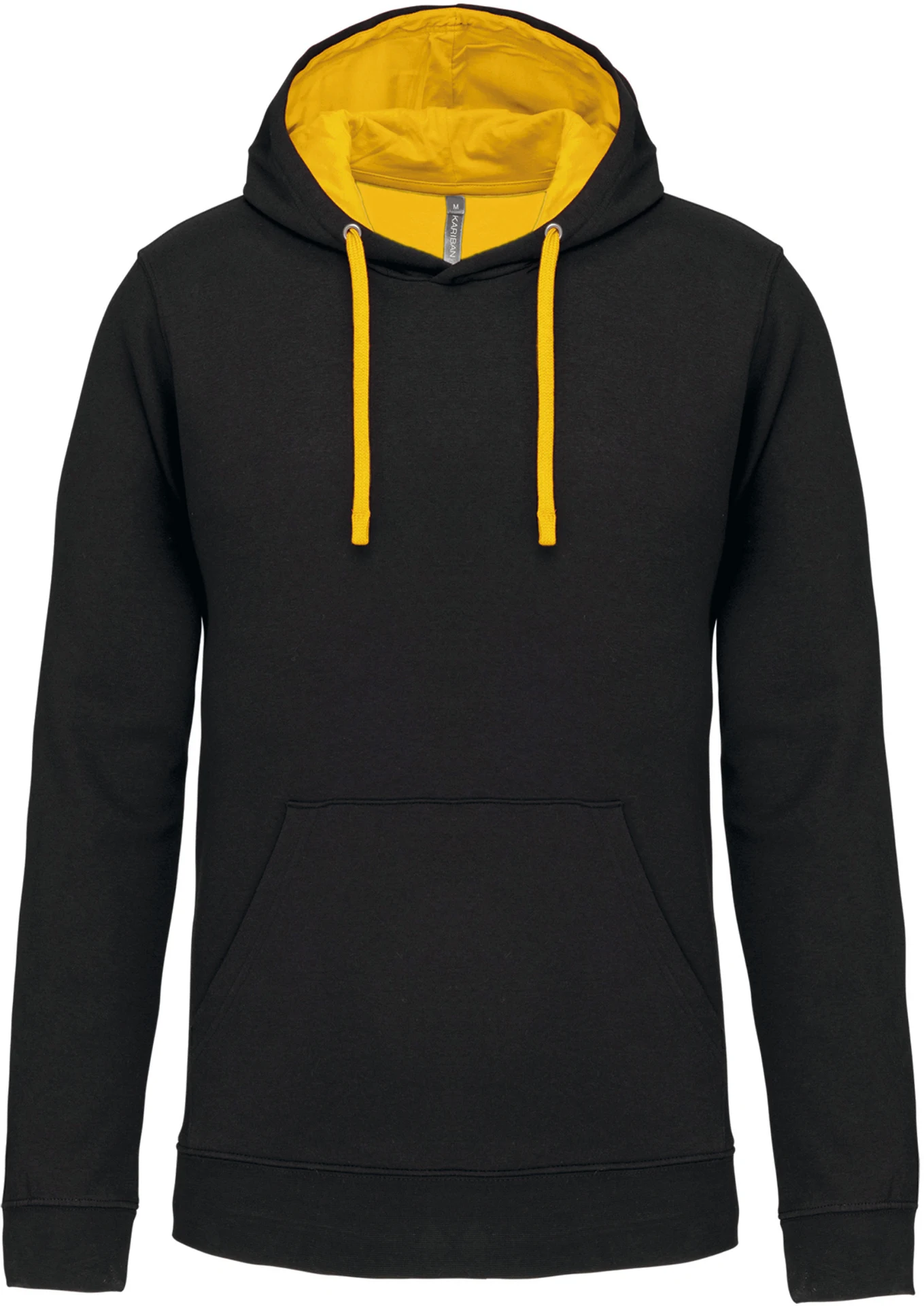 kariban-K446-kontrast-kapuzen-sweater-black-yellow-front-3 Kariban Kontrast Kapuzen Sweater