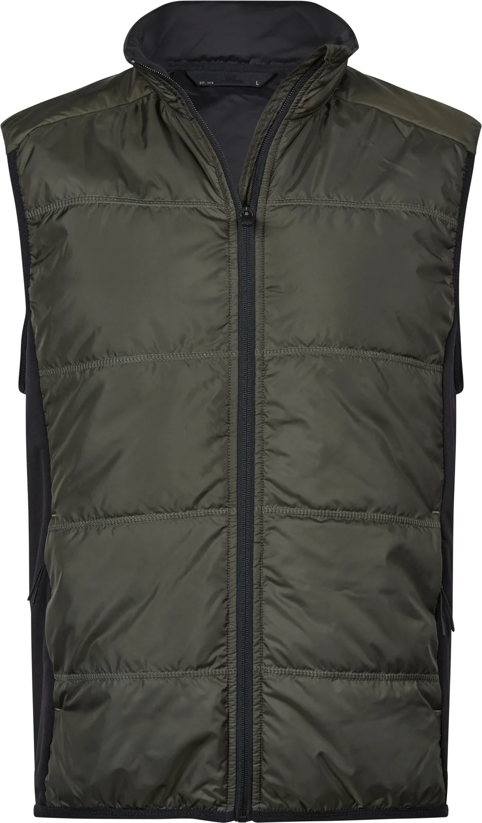 tee-jays-9114-hybrid-stretch-bodywarmer-deepgreen-black-front-1 Tee Jays Hybrid-Stretch Bodywarmer