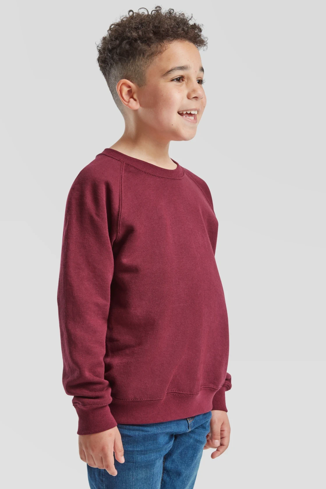 fruit-of-the-loom-62-039-0-kids-classic-raglan-sweatshirt-burgundy-model-1 F.O.L. Classic Raglan Sweat Kids