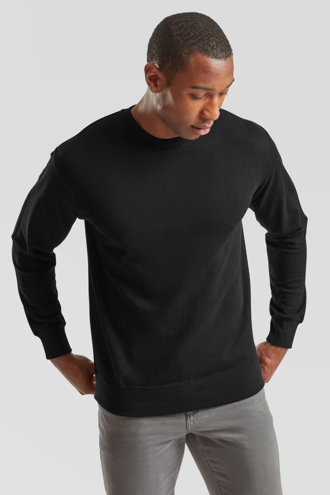 fruit-of-the-loom-62-156-0-lightweight-set-in-sweatshirt-black-model-0 F.O.L. Lightweight Set-In Sweat