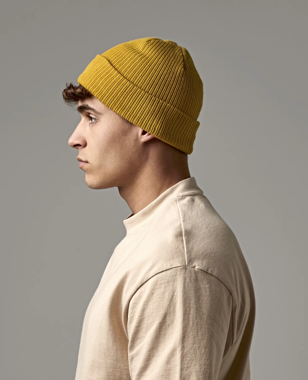 beechfield-b50n-organic-cotton-beanie-mustard-model-0 Beechfield Organic Cotton Beanie