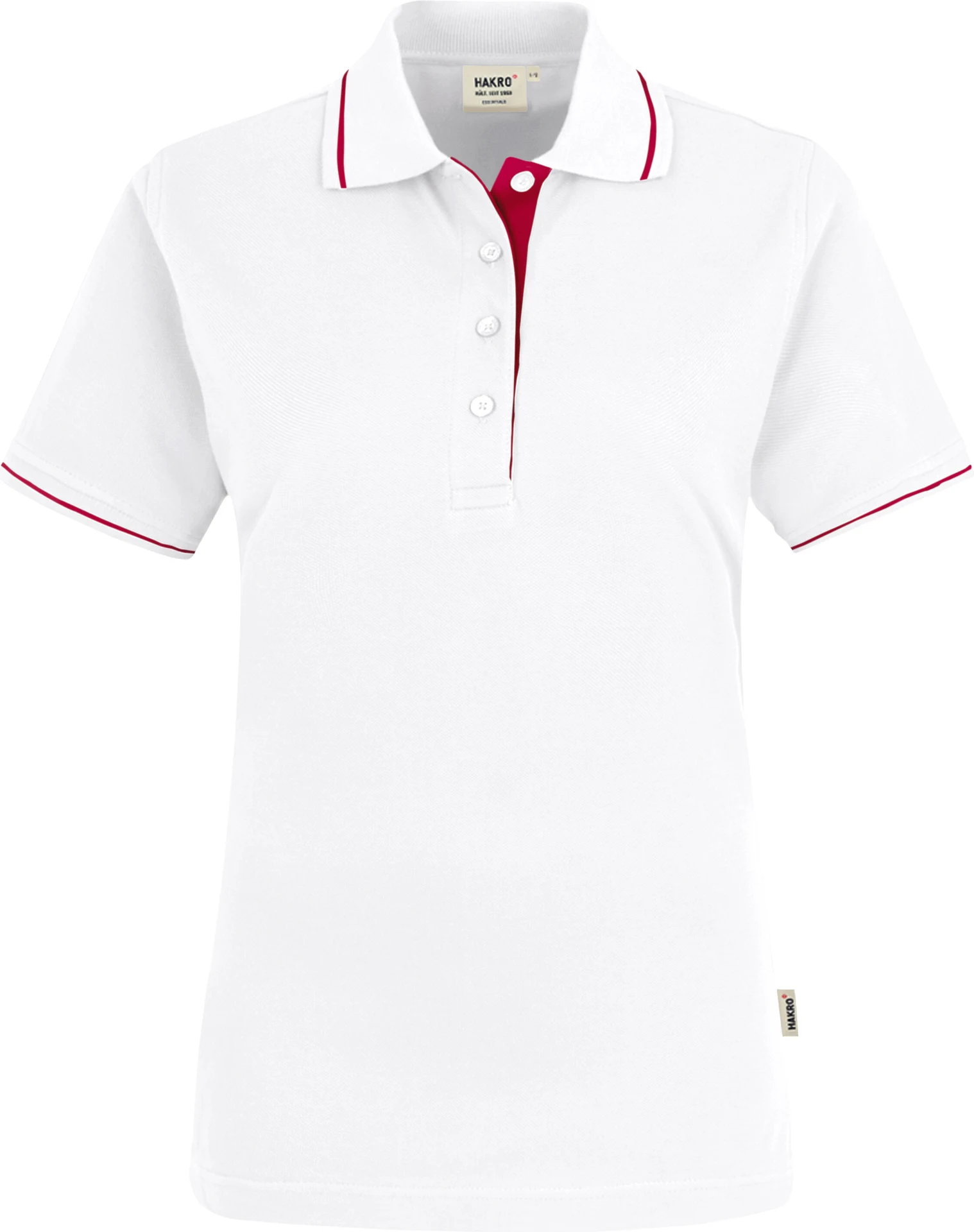 hakro-203-damen-poloshirt-casual-weiss-rot-front-1 HAKRO Women-Poloshirt 203 Casual