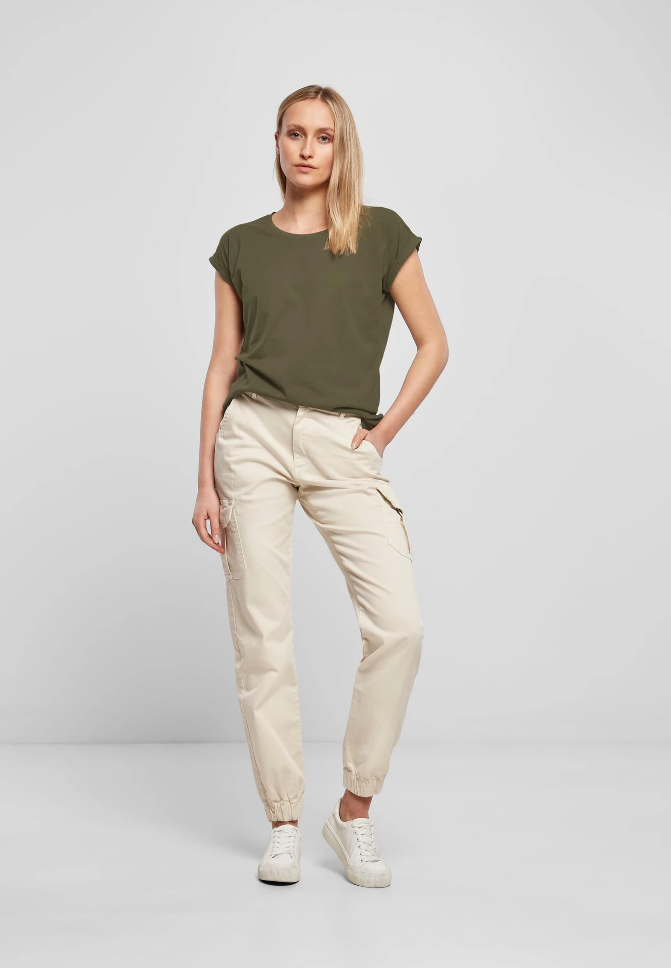 Build Your Brand Ladies Extended Shoulder Tee