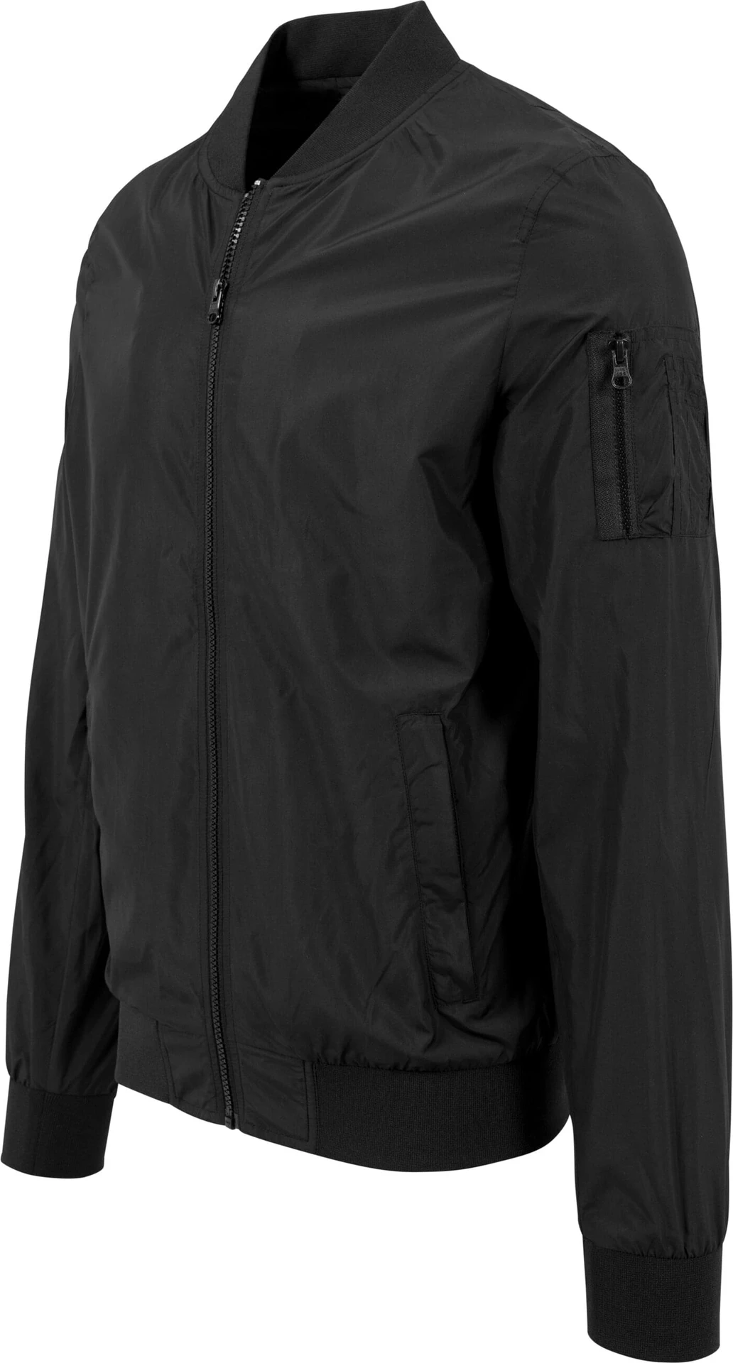 BYB-BY045-nylon-bomber-jacket-black-left-5 Build Your Brand Nylon Bomber Jacket