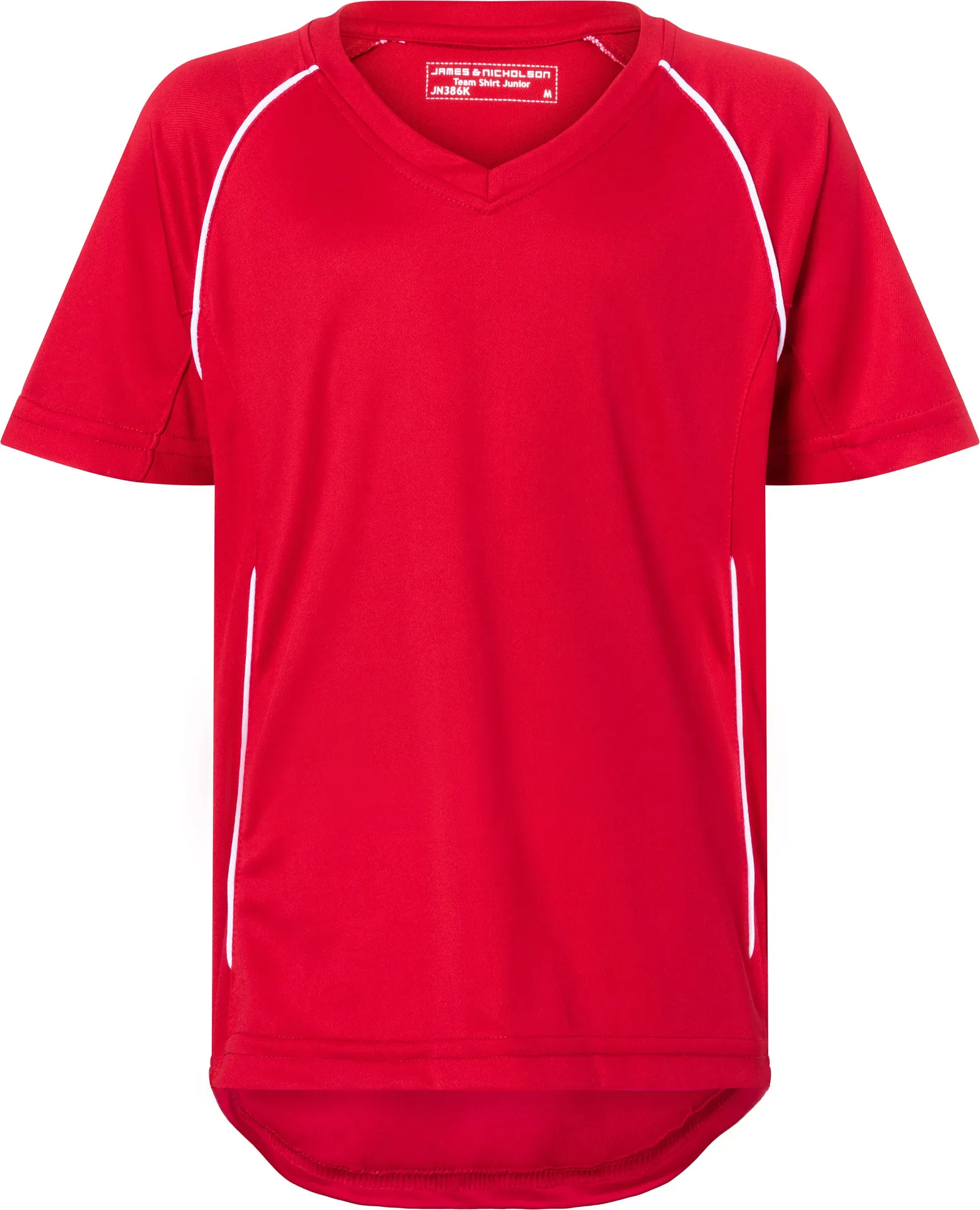 jn386k-team-shirt-junior-red-white-front-3 James & Nicholson Team Shirt Junior