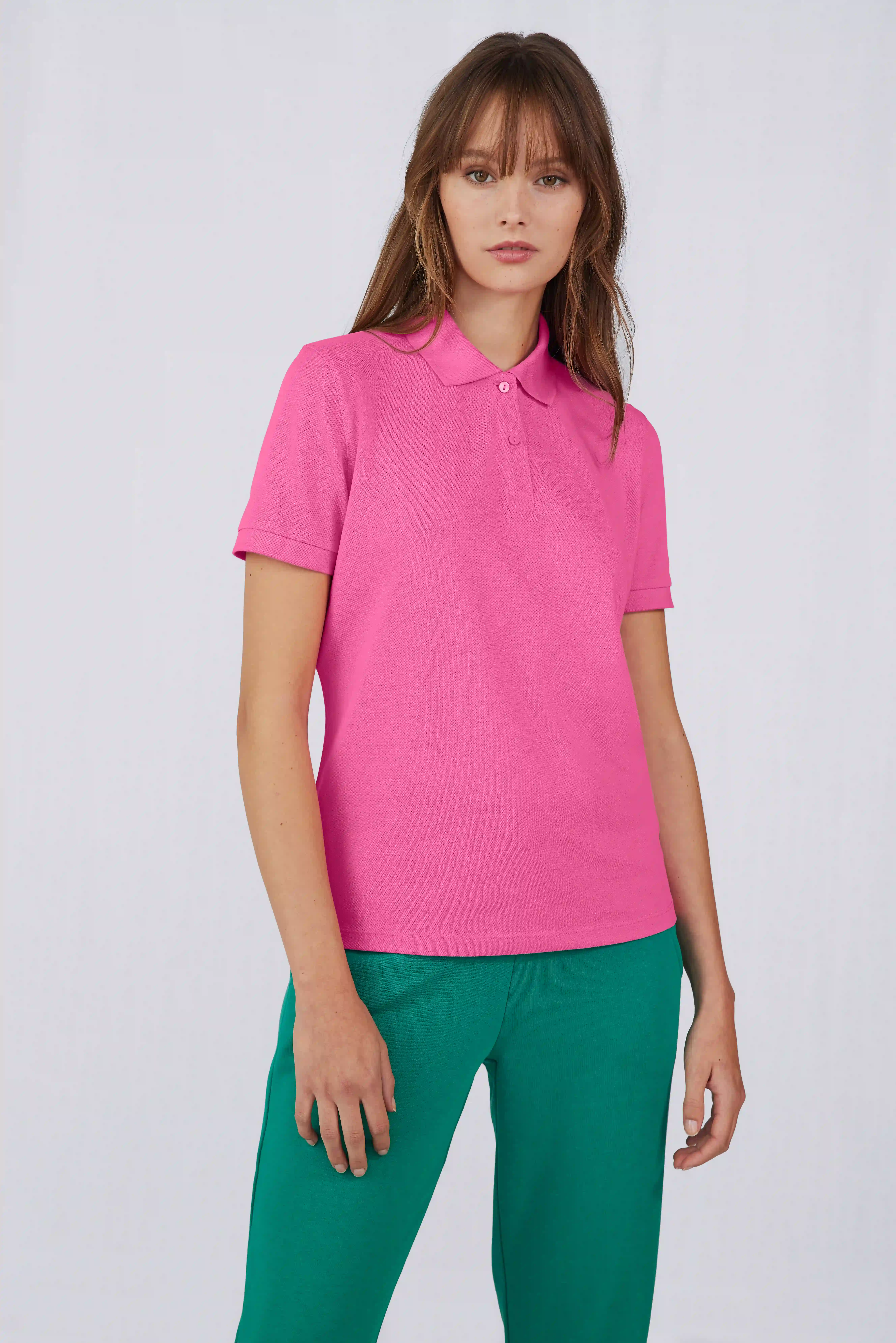 bc-pw465-my-eco-polo-65-35-women-lotus-pink-model-2 B&C My Eco Polo 65/35 Women