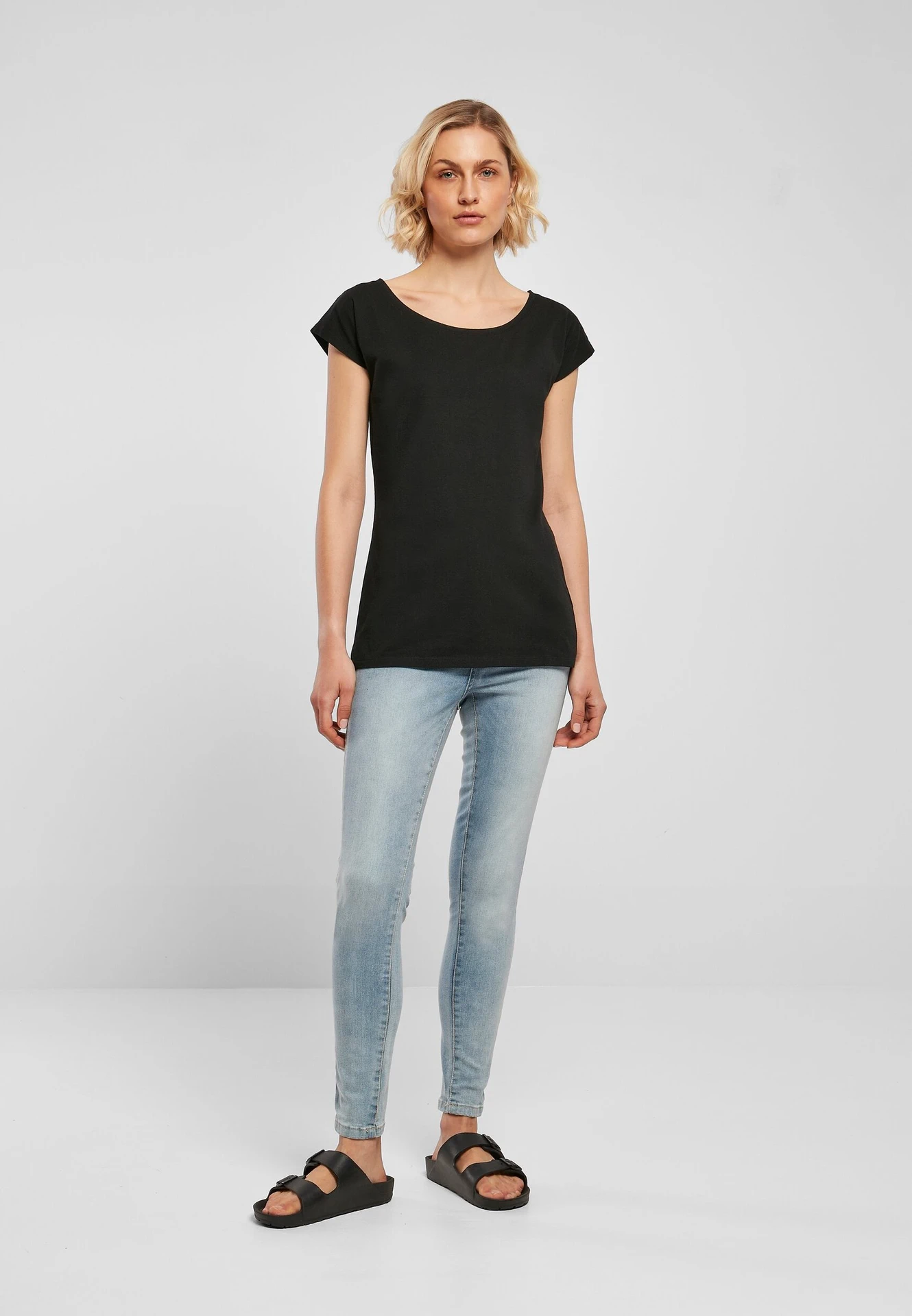 Build Your Brand Ladies Wide Neck Tee