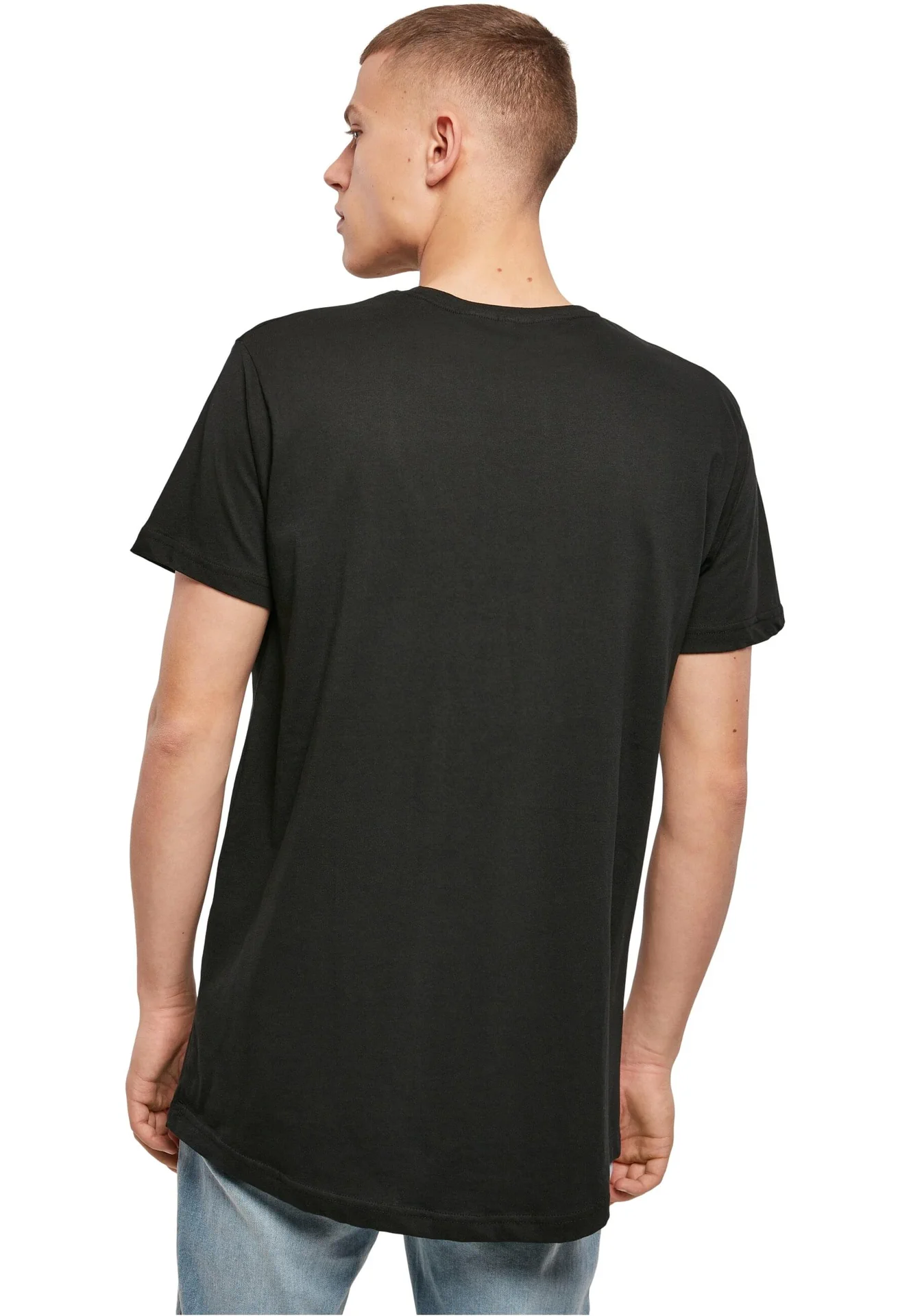 BYB-BY028-shaped-long-t-shirt-black-model-2 Build Your Brand Shaped Long Tee
