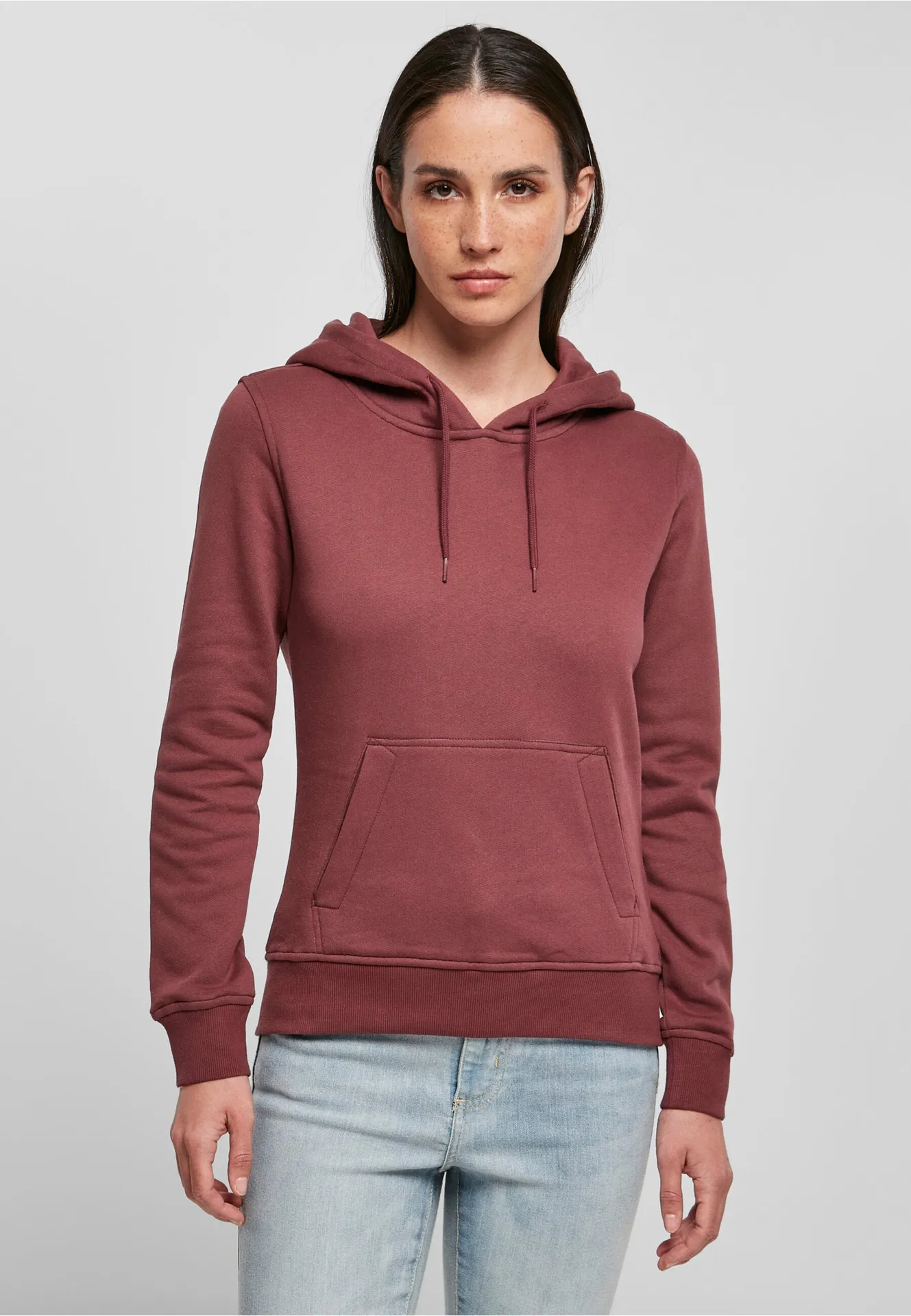 BYB-BY139-ladies-organic-hoody-cherry-model-0 Build Your Brand Ladies Organic Hoody