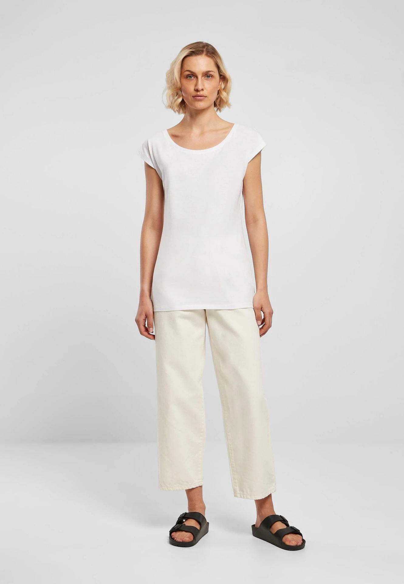 Build Your Brand Ladies Wide Neck Tee