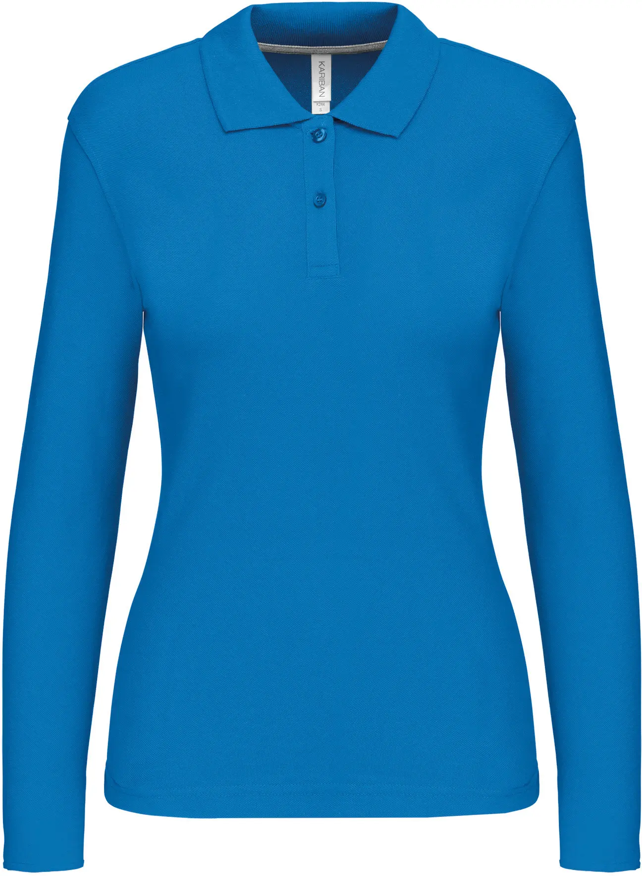 kariban-K244-damen-pique-polo-langarm-tropicalblue-front-3 Kariban Damen Piqué Polo langarm