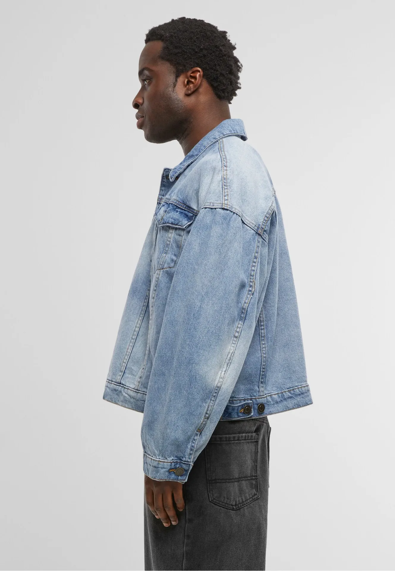 Build Your Brand Heavy Ounce Boxy Denim Jacket