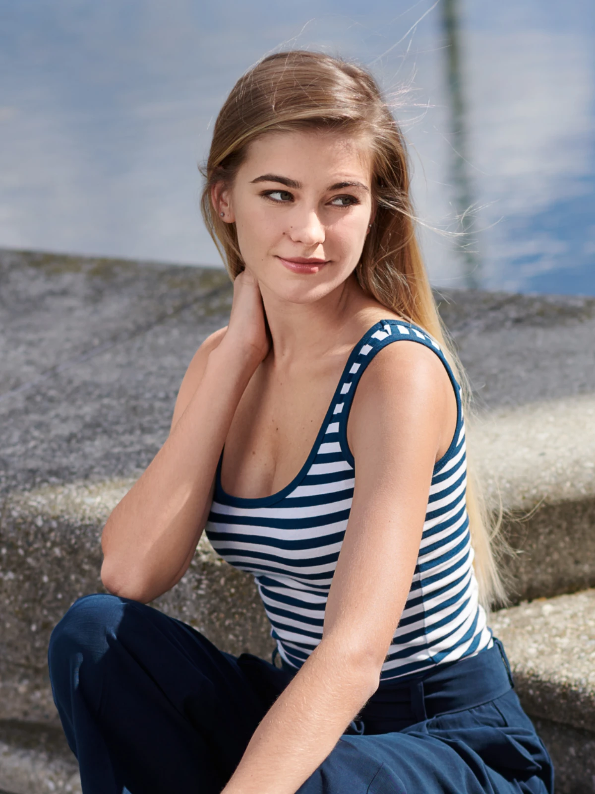 malfini-806-sailor-top-t-shirt-damen-marineblau-model-0 MALFINI T-Shirt Damen Sailor top 806
