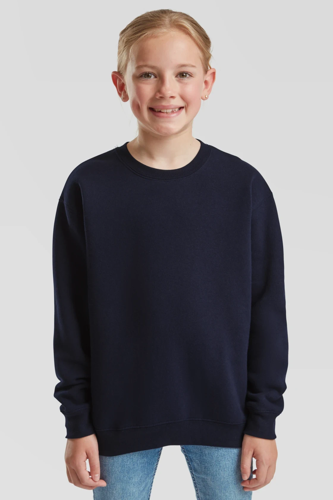 fruit-of-the-loom-62-031-0-kids-premium-set-in-sweatshirt-deepnavy-model-0 F.O.L. Premium Set-In Sweat Kids