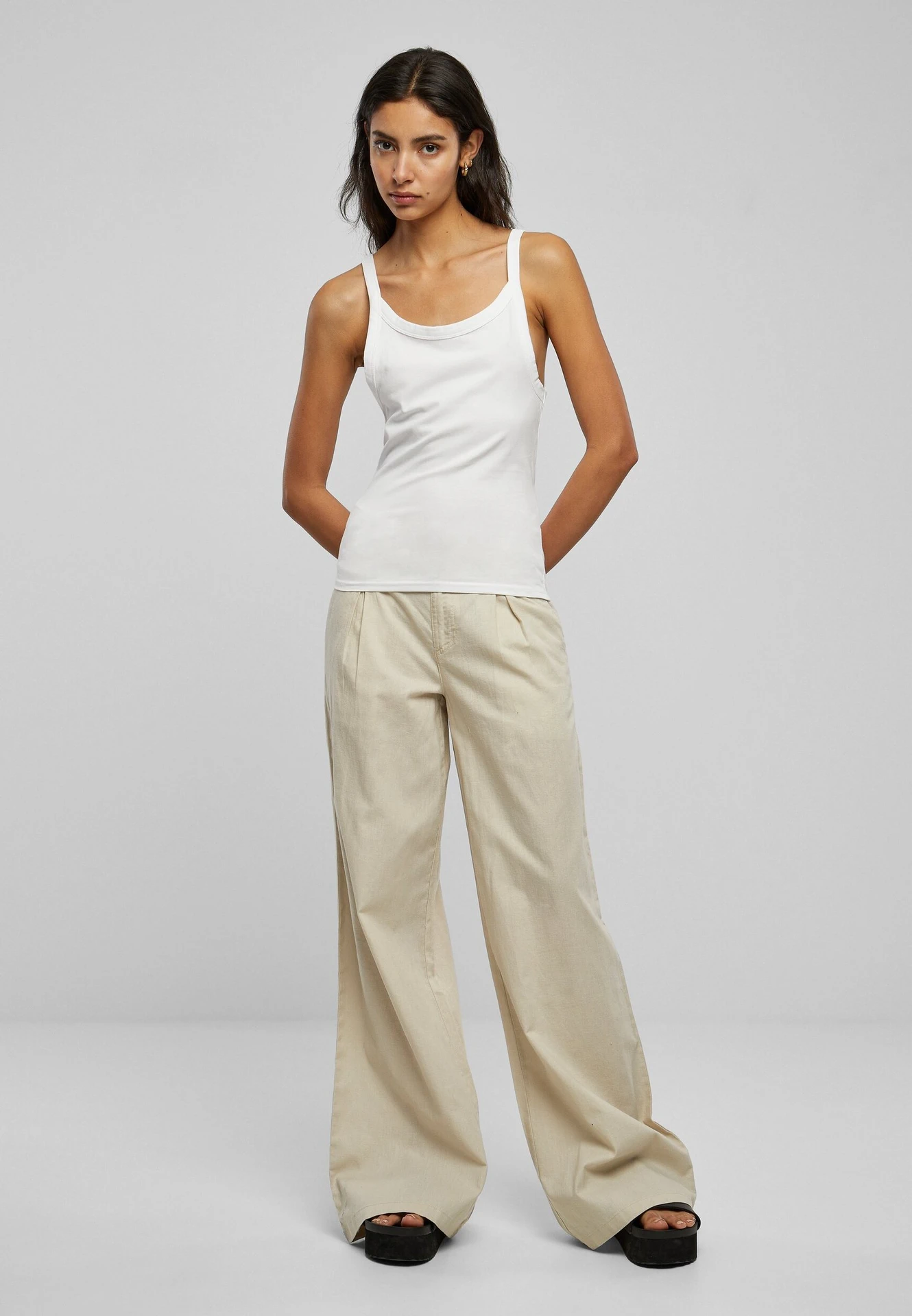 BYB-BY209-ladies-everyday-top-white-model-3 Build Your Brand Ladies Everyday Top