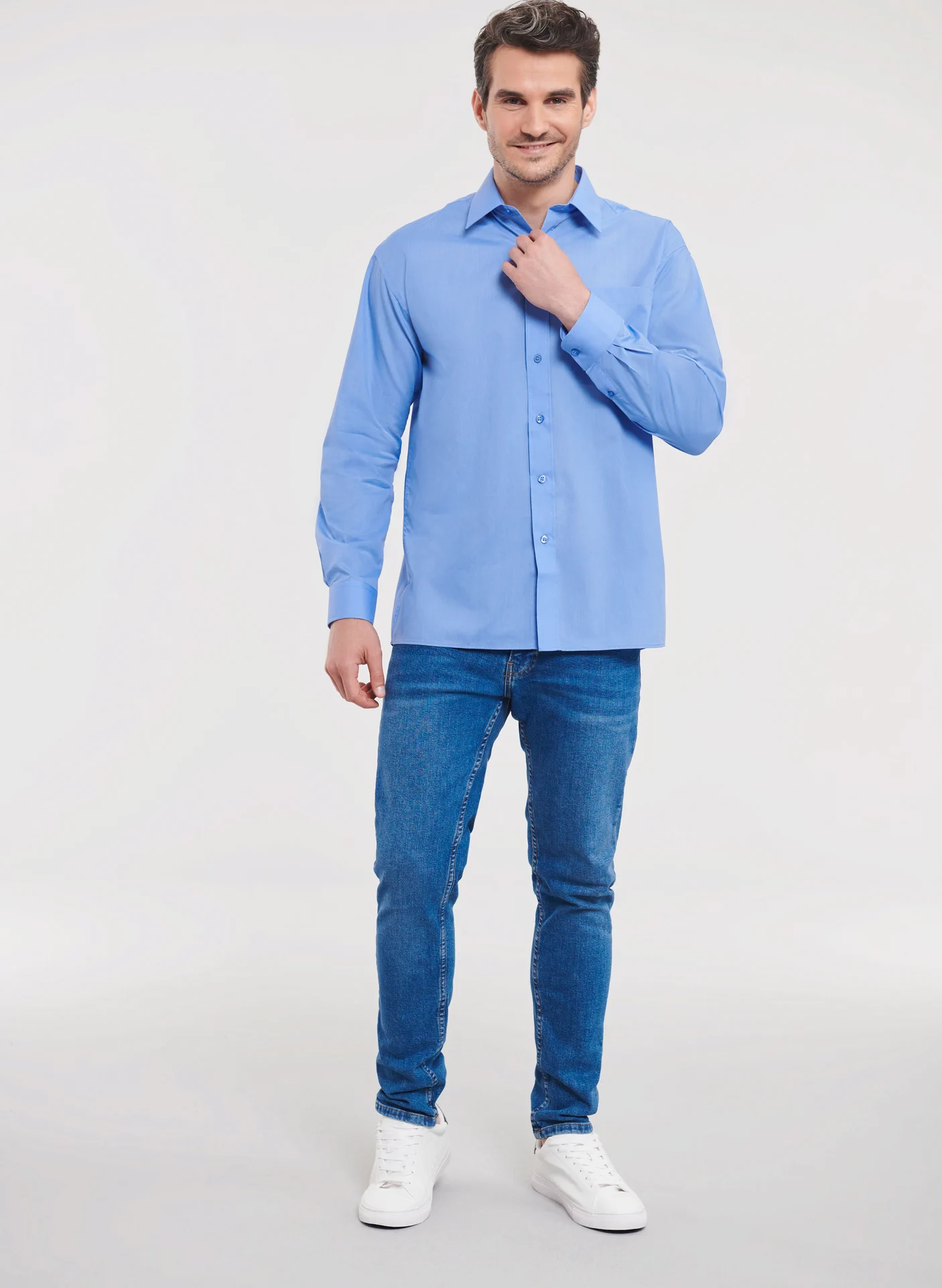 Russell Men's Long Sleeve Polycotton Easy Care Poplin Shirt