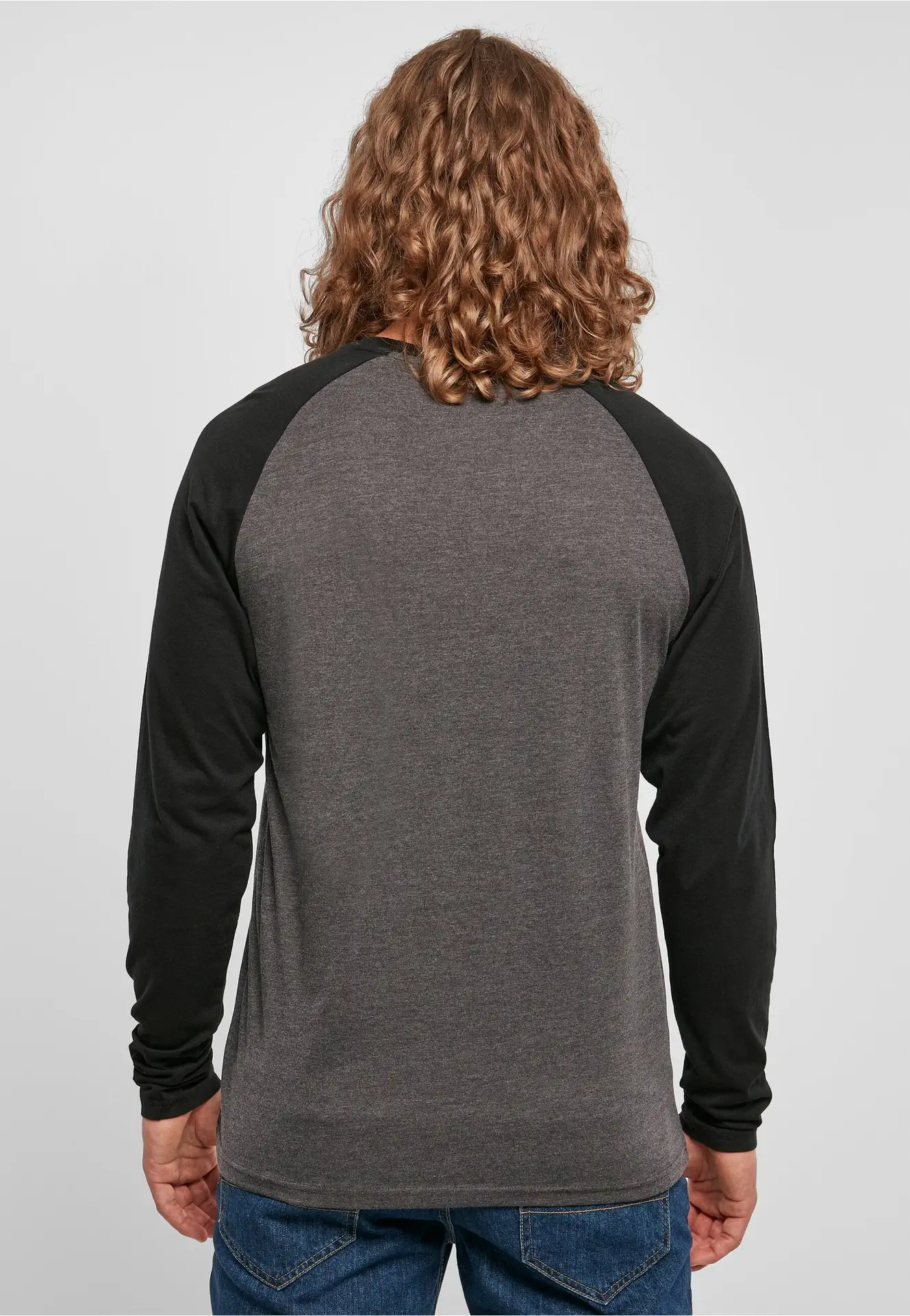 BYB-BB023-mens-contrast-raglan-longsleeve-t-shirt-charcoal-black-model-2 Build Your Brand Contrast Raglan Longsleeve T-Shirt