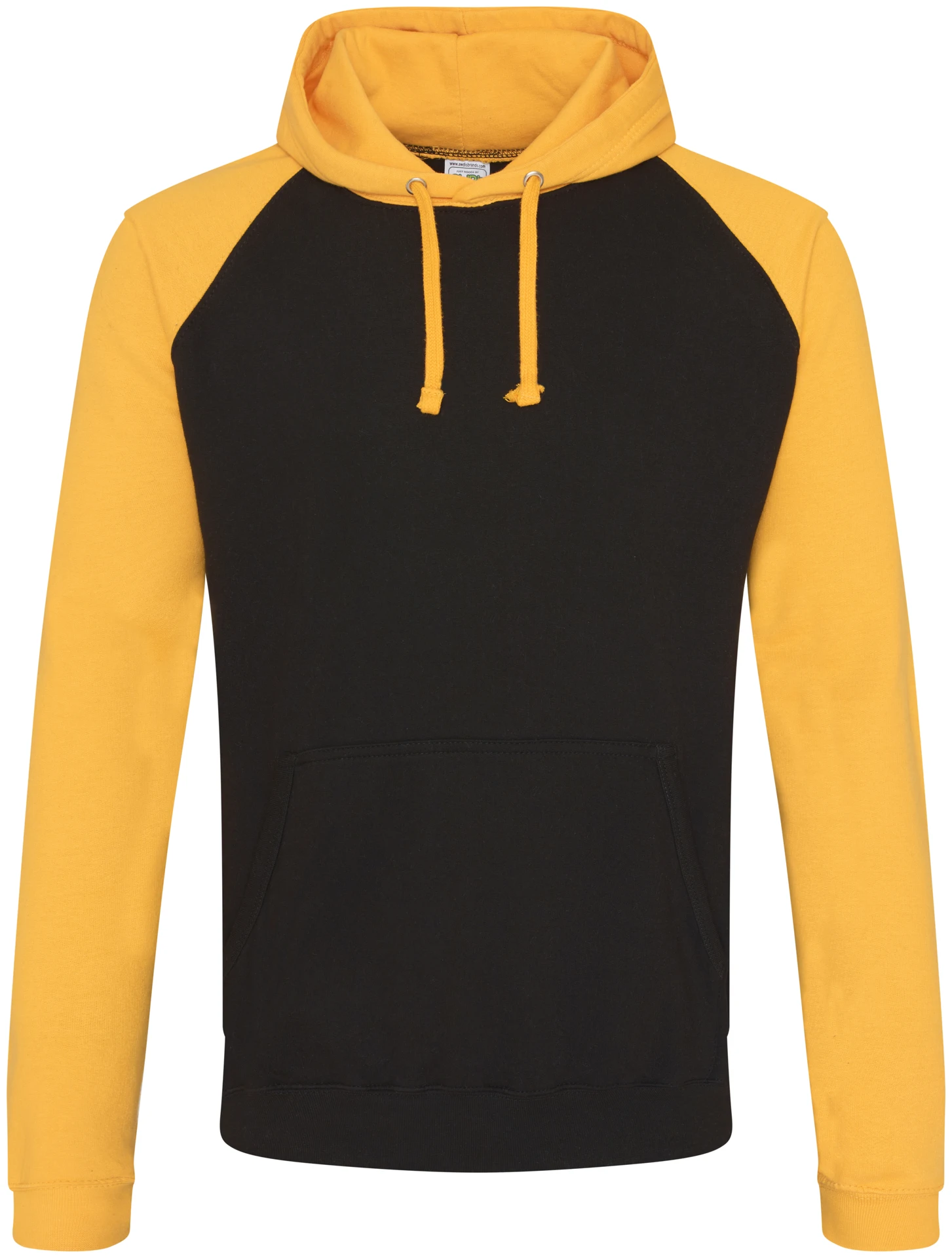 justhoods-jh009-baseball-hoodie-jetblack-gold-front-1 Just Hoods Baseball Hoodie