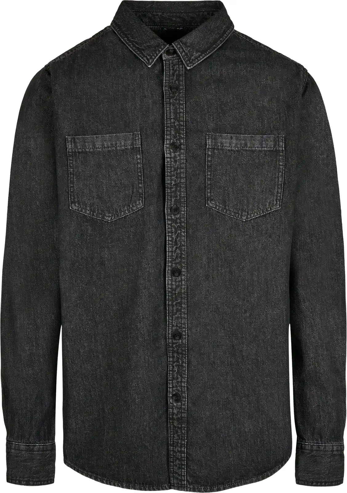 BYB-BY152-denim-shirt-blackwashed-front-4 Build Your Brand Denim Shirt