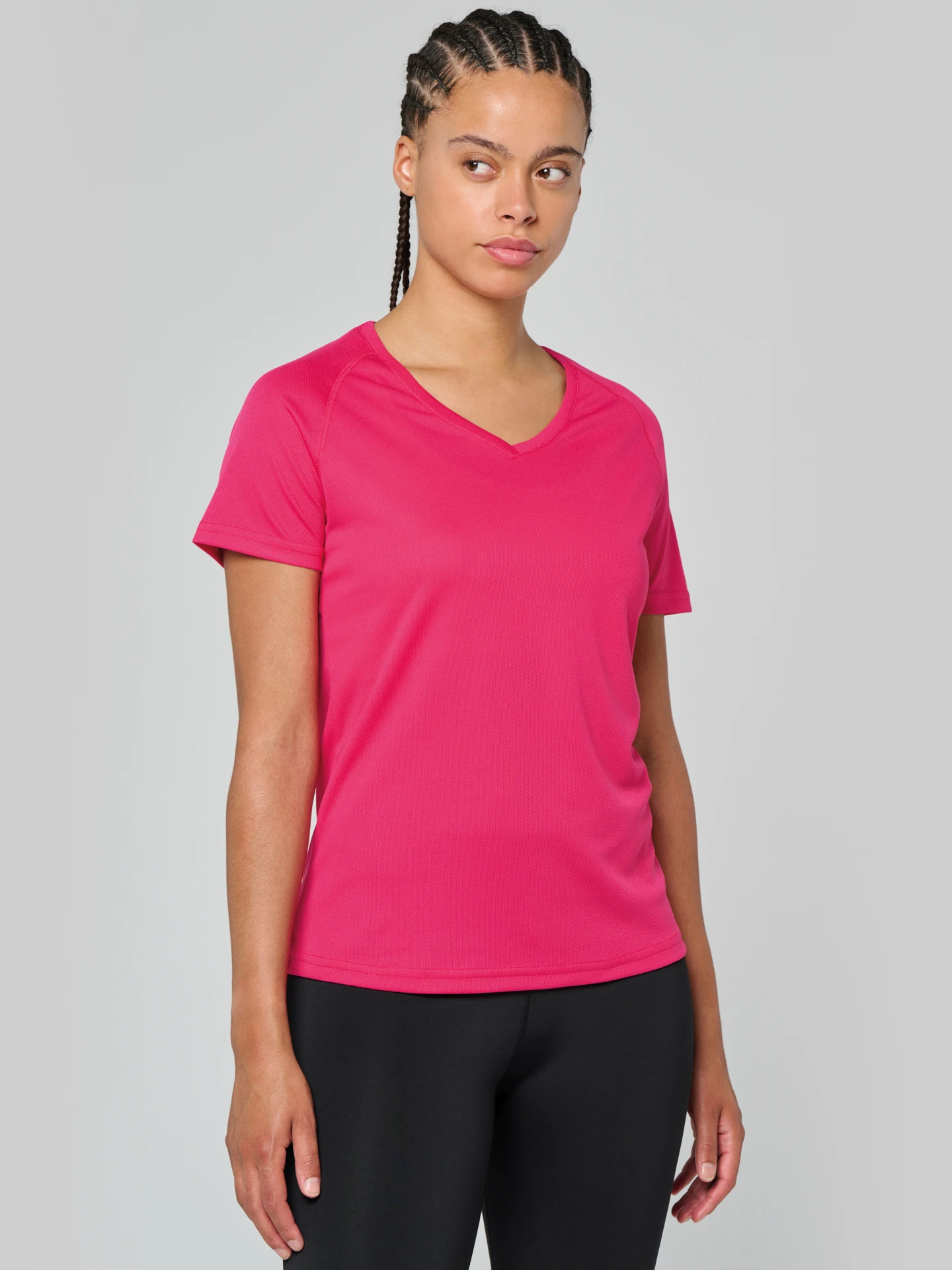 kariban-PA477-damen-v-ausschnitt-sport-shirt-model-0 Kariban Damen V-Ausschnitt Sport Shirt