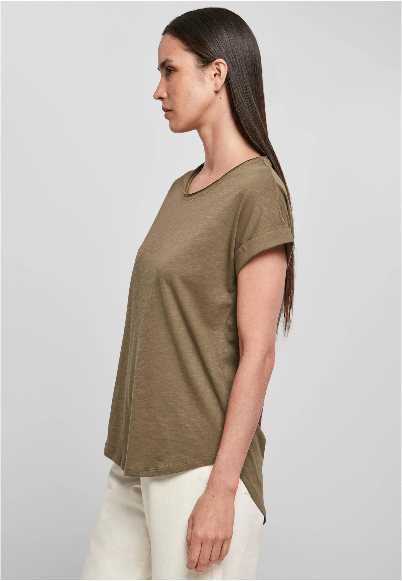 Build Your Brand Ladies Long Slub Tee