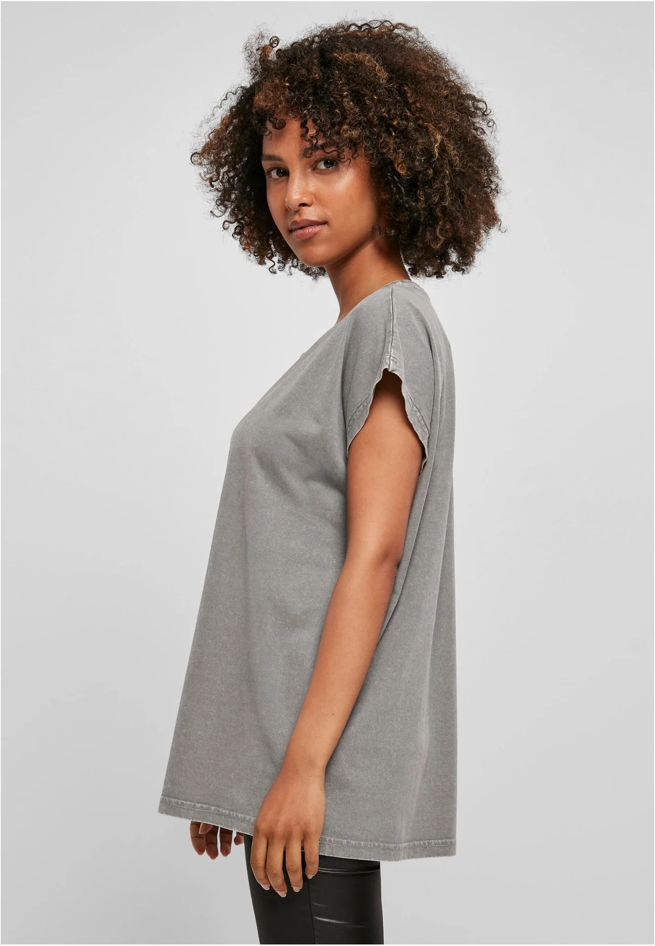 Build Your Brand Ladies Acid Washed Extended Shoulder Tee