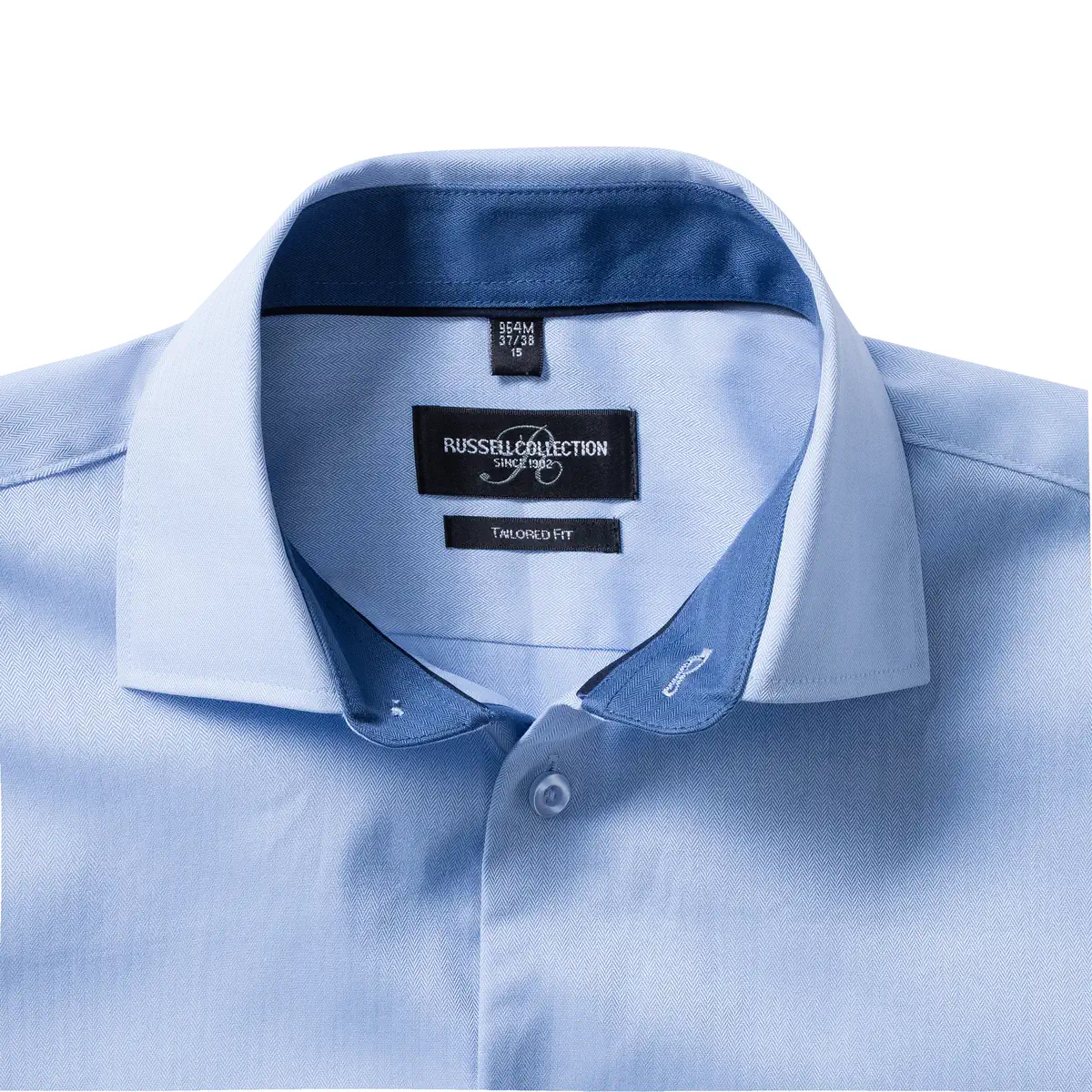 russell-r964m-mens-ls-tailored-contrast-herringbone-shirt-lightblue-detail-5 Russell Men's Long Sleeve Tailored Contrast Herringbone Shirt