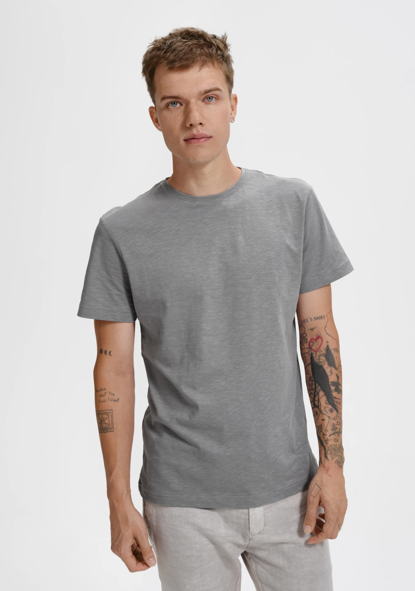 malfini-173-native-gots-t-shirt-herren-altsilber-model-0 MALFINI T-Shirt Native 173