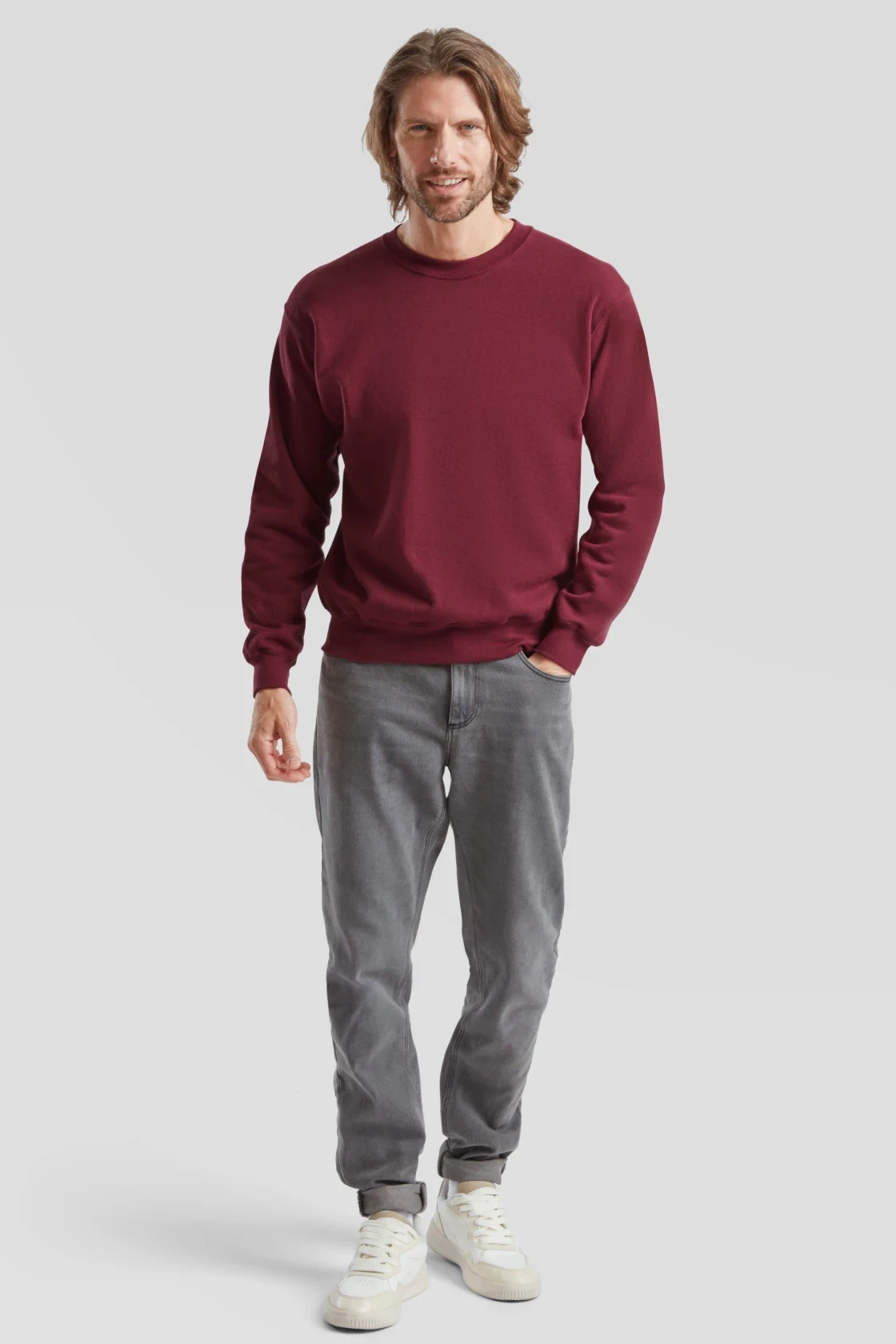 fruit-of-the-loom-62-202-0-classic-set-in-sweatshirt-burgundy-model-3 F.O.L. Classic Set-In Sweat