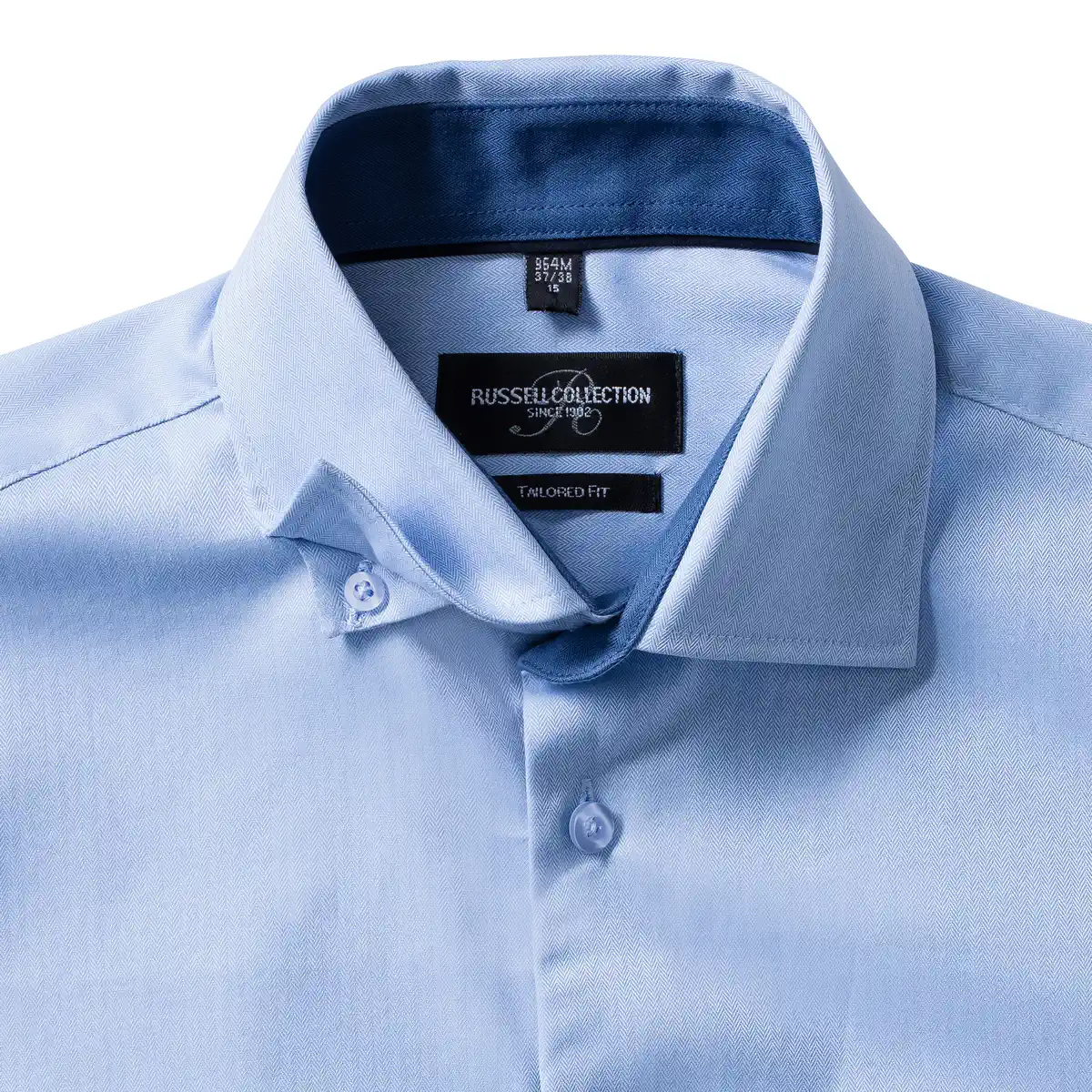 russell-r964m-mens-ls-tailored-contrast-herringbone-shirt-lightblue-detail-6 Russell Men's Long Sleeve Tailored Contrast Herringbone Shirt