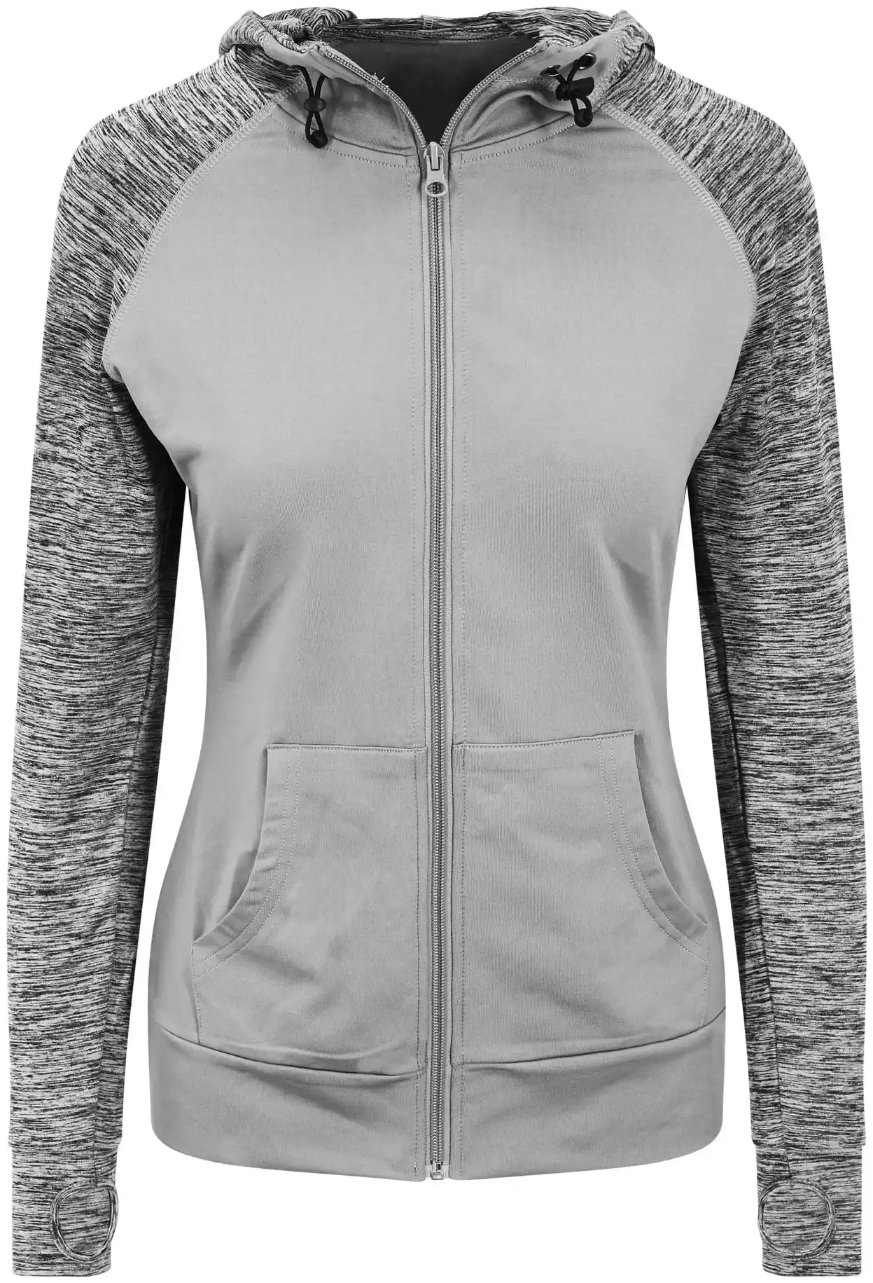 justcool-jc058-womens-cool-contrast-zoodie-grey-greymelange-front-1 Just Cool Women's Cool Contrast Zoodie