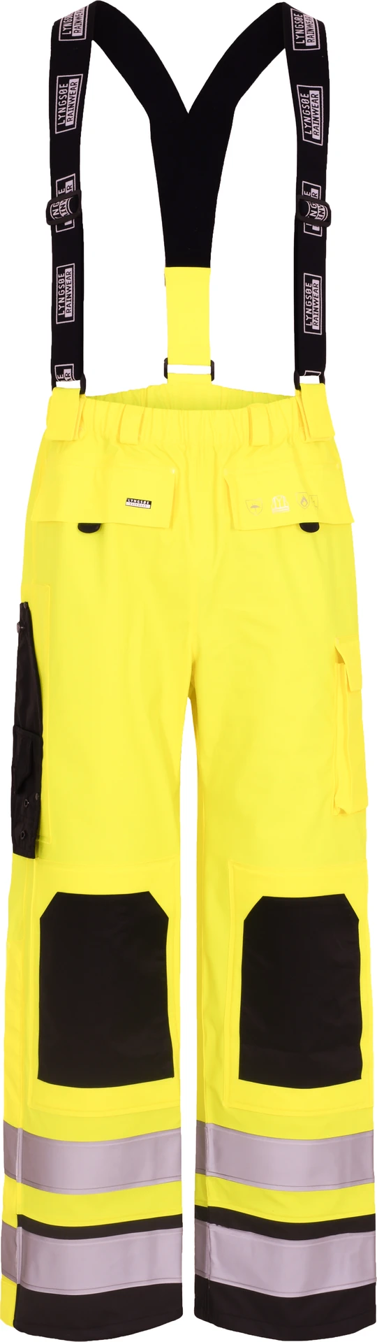 lyngsoe-fr-lr5022-flammhemmende-hi-vis-regenhose-damen-leuchtgelb-navy-front-1 Lyngsøe FR-LR5022 Damen Flammhemmende Hi-Vis Regenhose