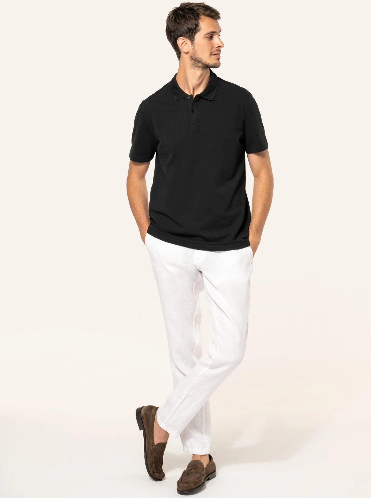 kariban-PK200-herren-supima-stretch-pique-polo-black-model-2 Kariban Herren Supima® Stretch Piqué Polo