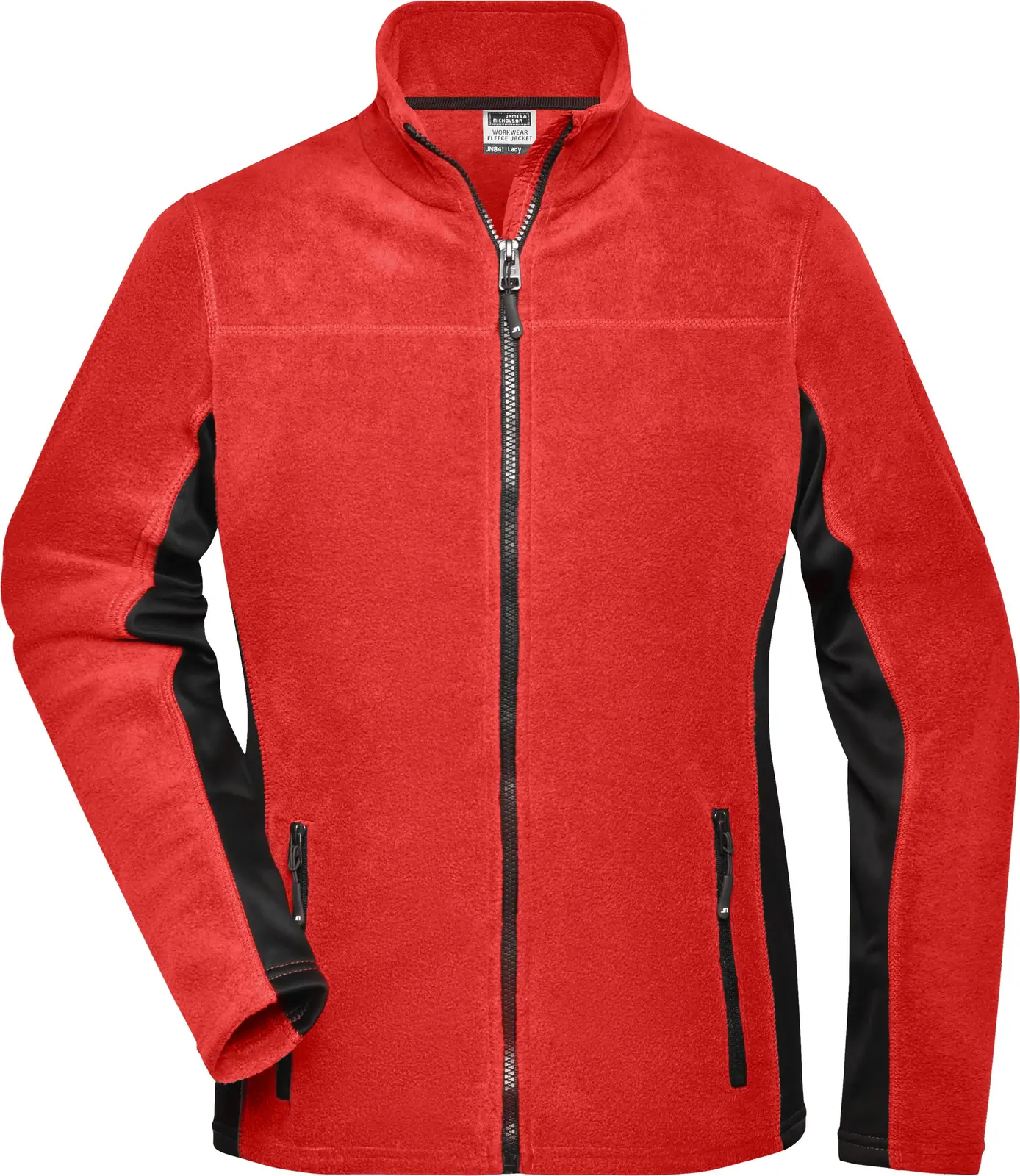 jn841-ladies-workwear-fleece-jacket-red-black-front-3 James & Nicholson Ladies Workwear Fleece Jacket -Strong-