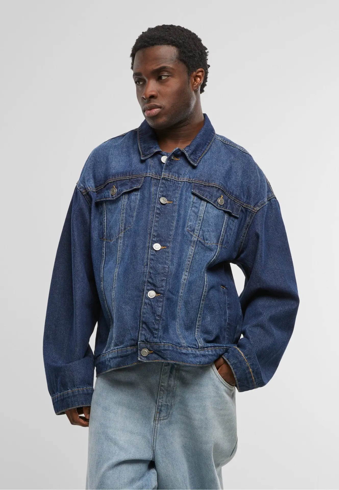 Build Your Brand Heavy Ounce Boxy Denim Jacket