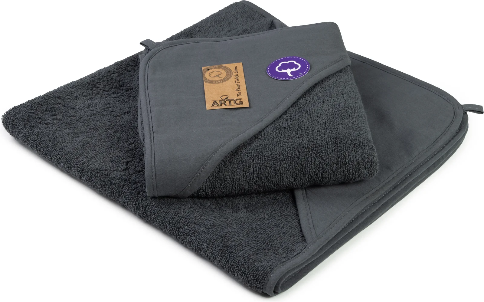 artg-ar731-print-me-baby-hooded-towel-graphite-front-1 ARTG PRINT-Me® Baby Hooded Towel