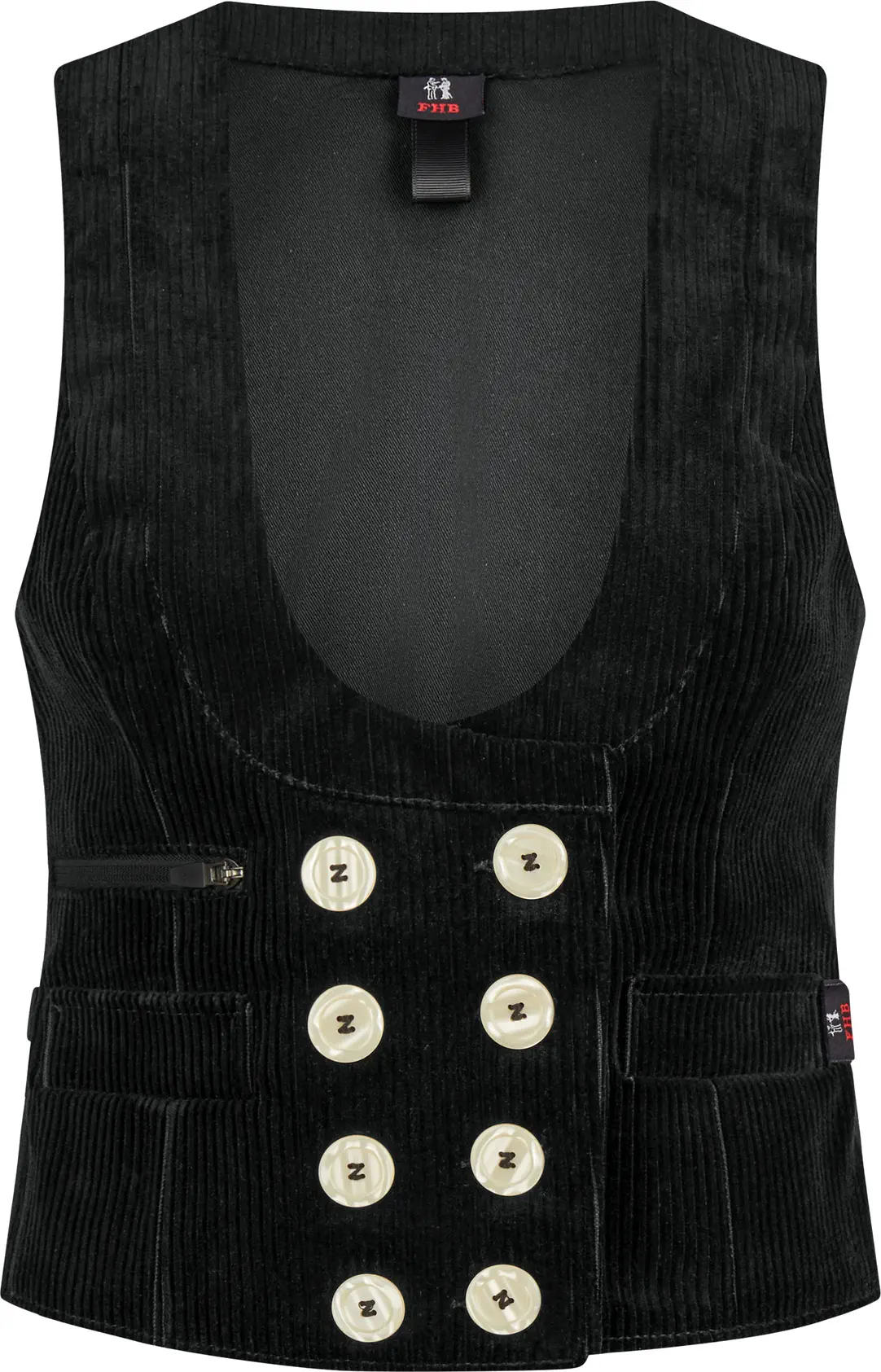 FHB-50015-lilly-zunftweste-trenkercord-schwarz-front-4 FHB Zunftweste LILLY Trenkercord