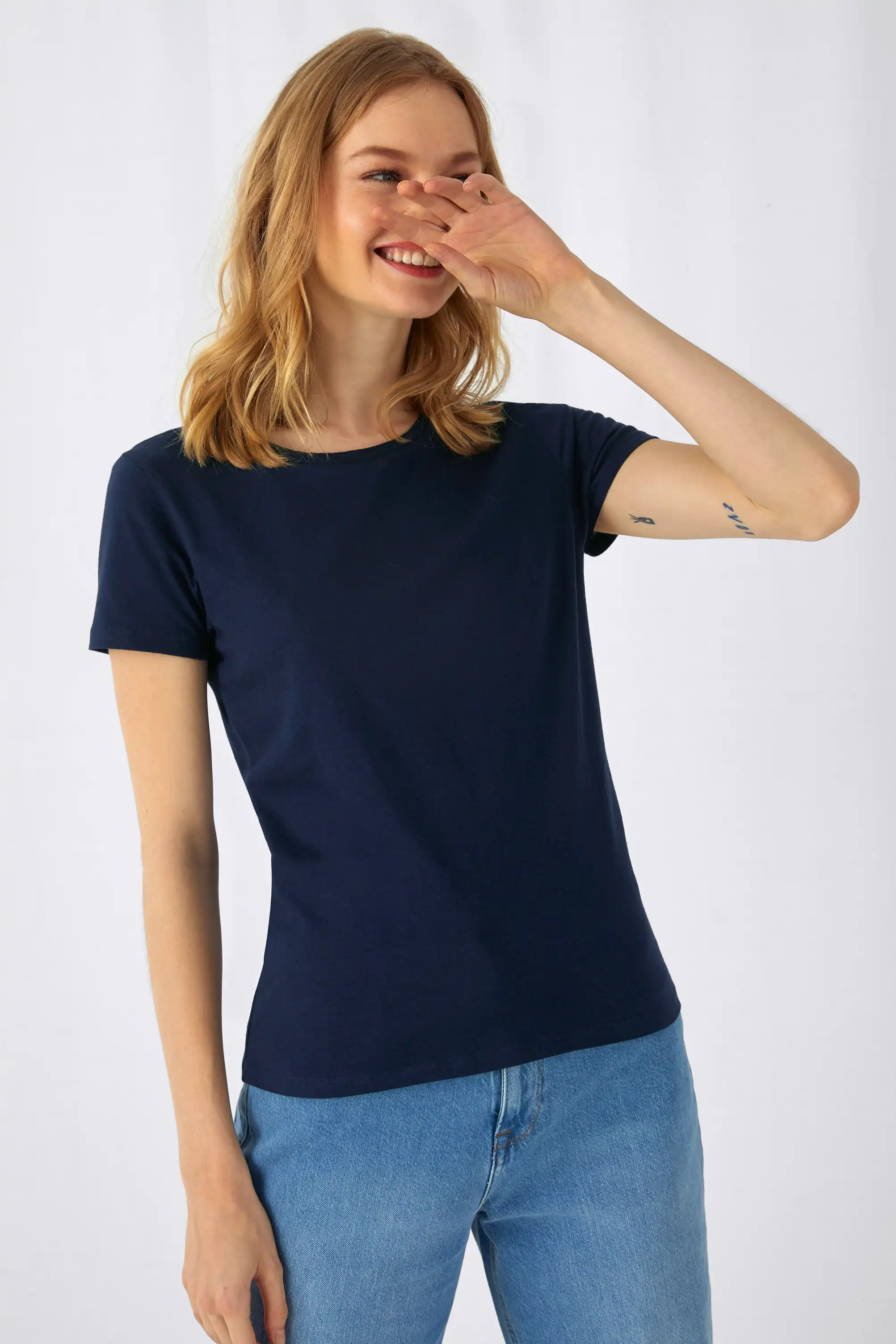 bc-tw02t-hashtag-e150-women-t-shirt-navy-blue-model-2 B&C Women's T-Shirt #E150